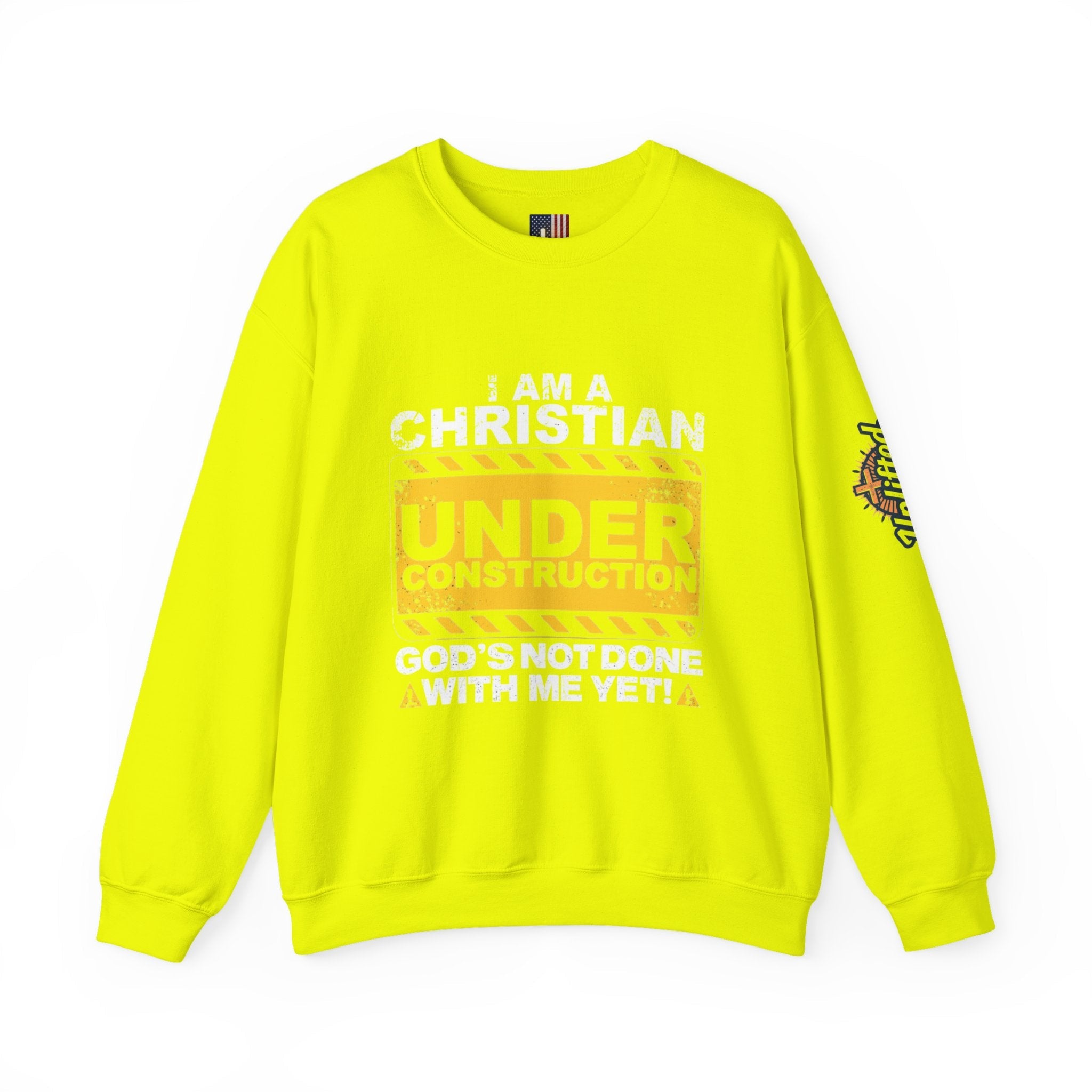 Christian Under Construction Sweatshirt | God Is Not Done With Me Yet Sweatshirt Printify
