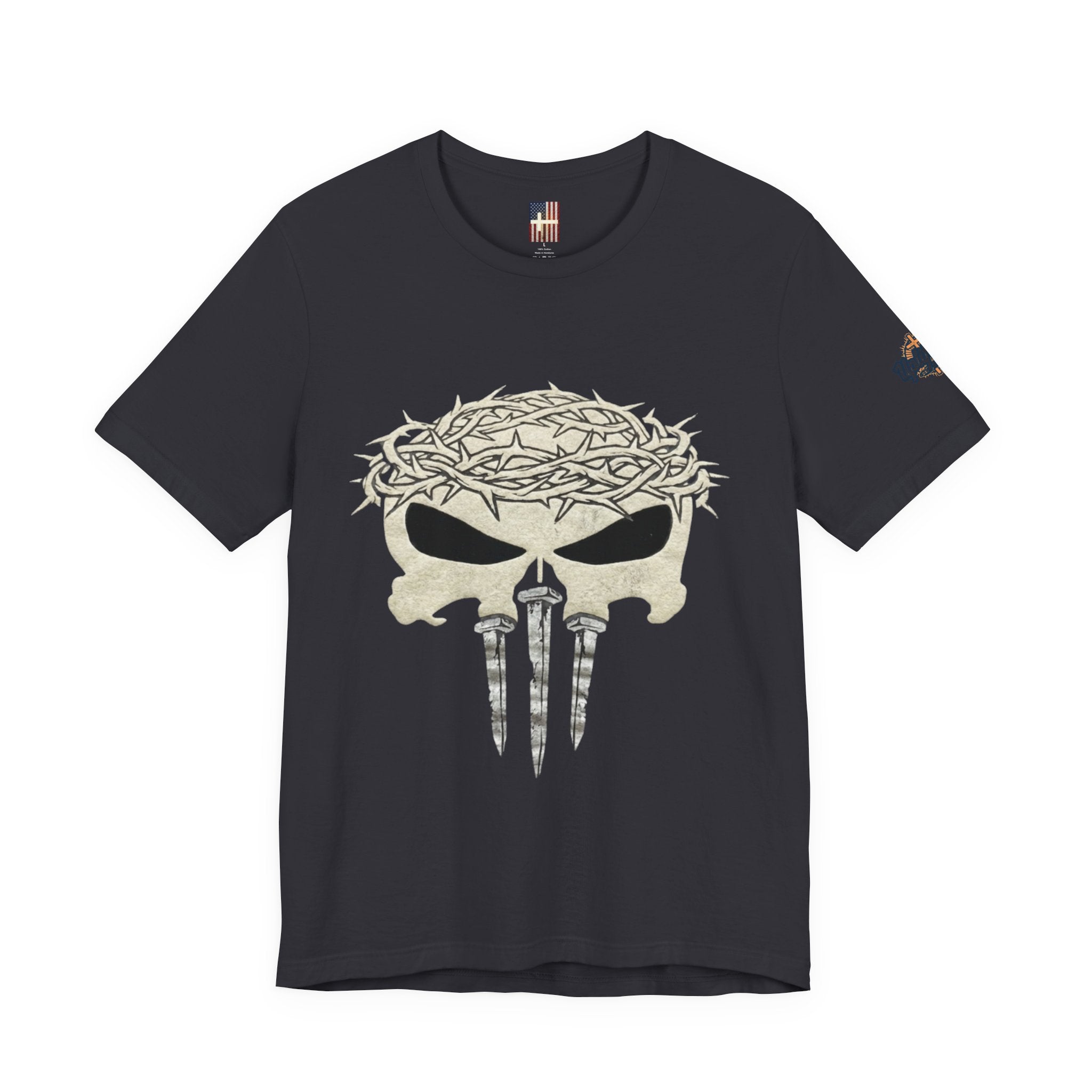 Christian Skull T-shirt - Crown of Thorns & Nails - Warrior Faith T-shirt Printify