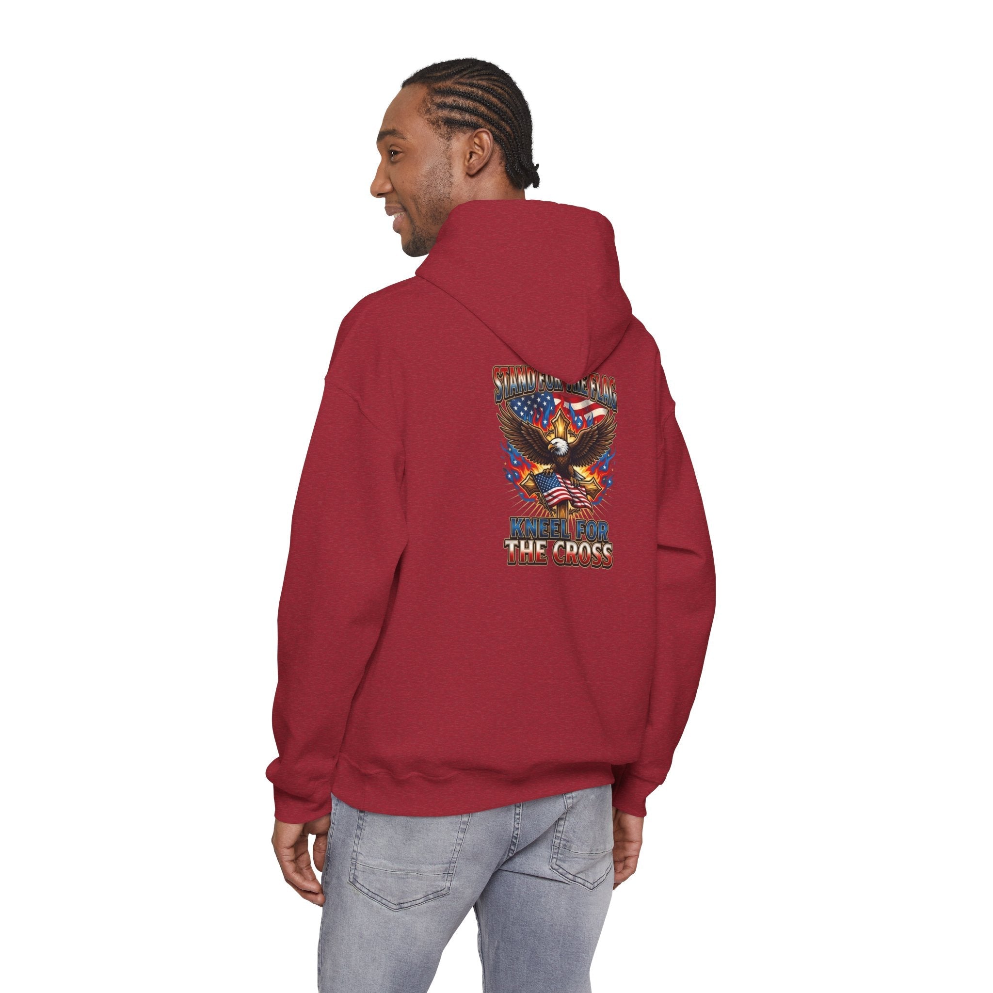 Stand for the Flag Kneel for the Cross Hoodie | Patriotic Eagle Hoodie Printify
