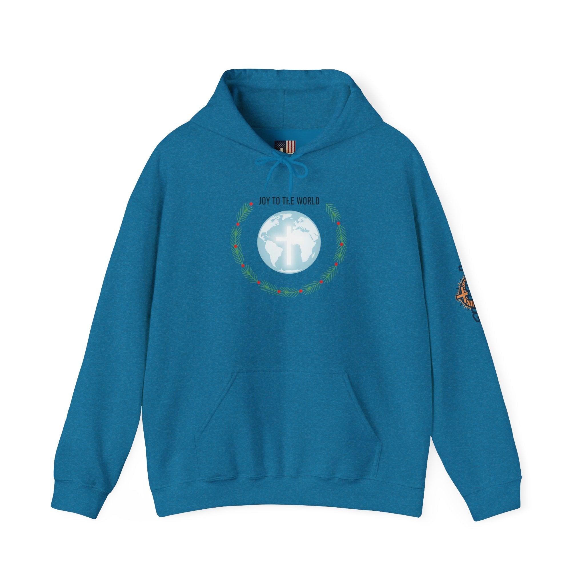 Joy to the World Hoodie – Wreath Earth Nativity Christian Christmas Sweatshirt for Isaiah 9:6 Holiday Faith & Festive Joy Printify