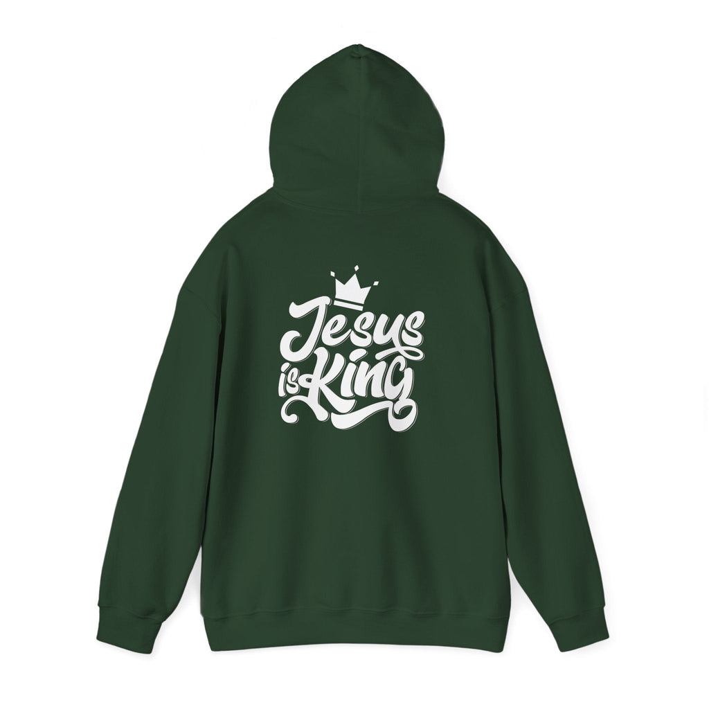 Jesus is King Hoodie – Bold Crown & Cross Christian Sweatshirt for Eternal Reign & Cozy Faith Printify