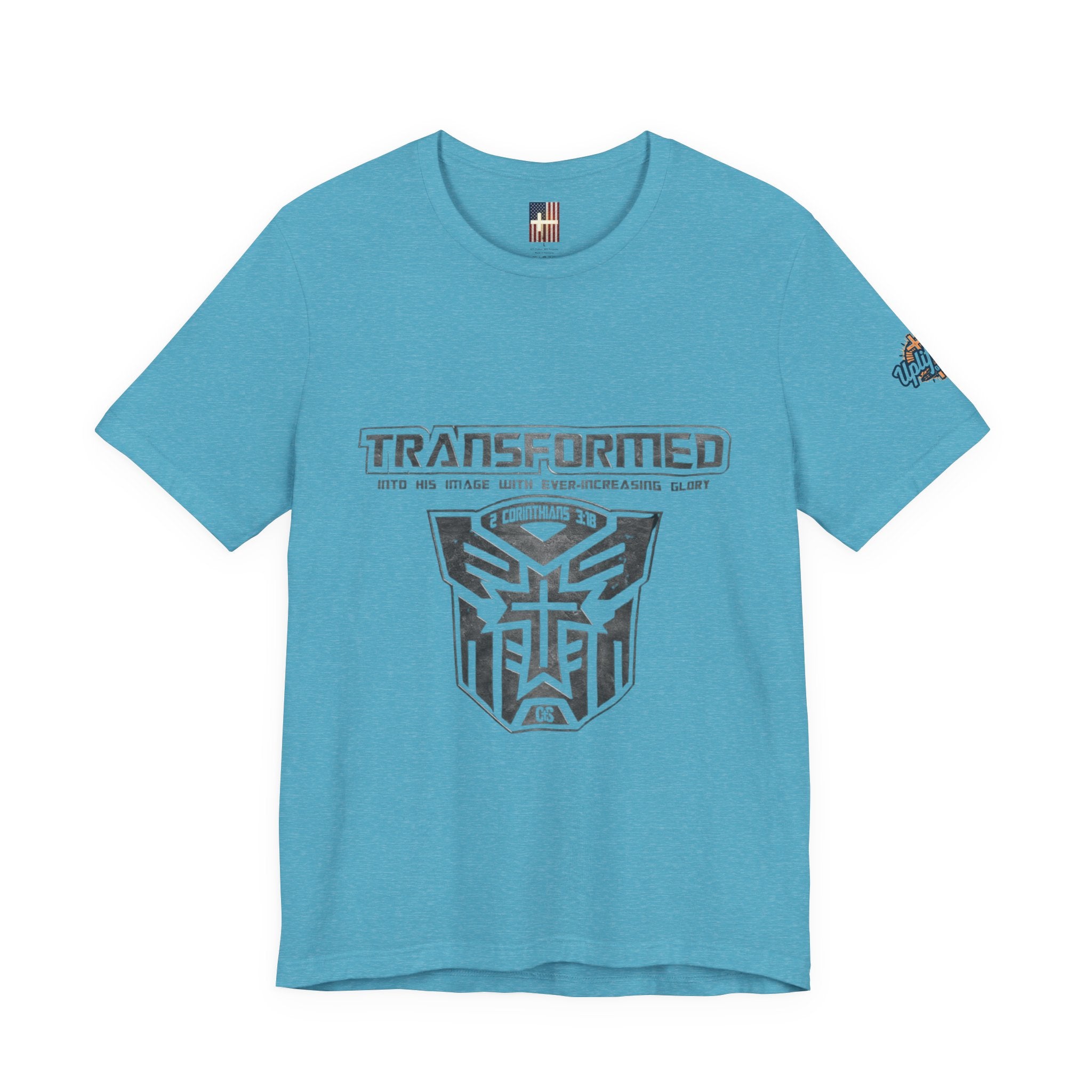 Transformer Logo Christian T-shirt | 2 Corinthians 3:18 Bible Verse T-shirt Printify