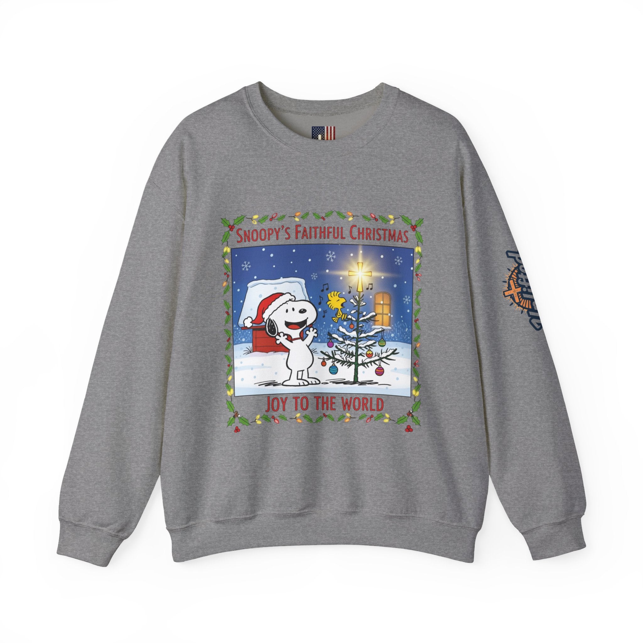 🎄 Faithful Christmas Friends – Christian Holiday Sweatshirt | Festive Tree & Cartoon Duo | Heartwarming Christmas Tee by Uplifted Gear Printify