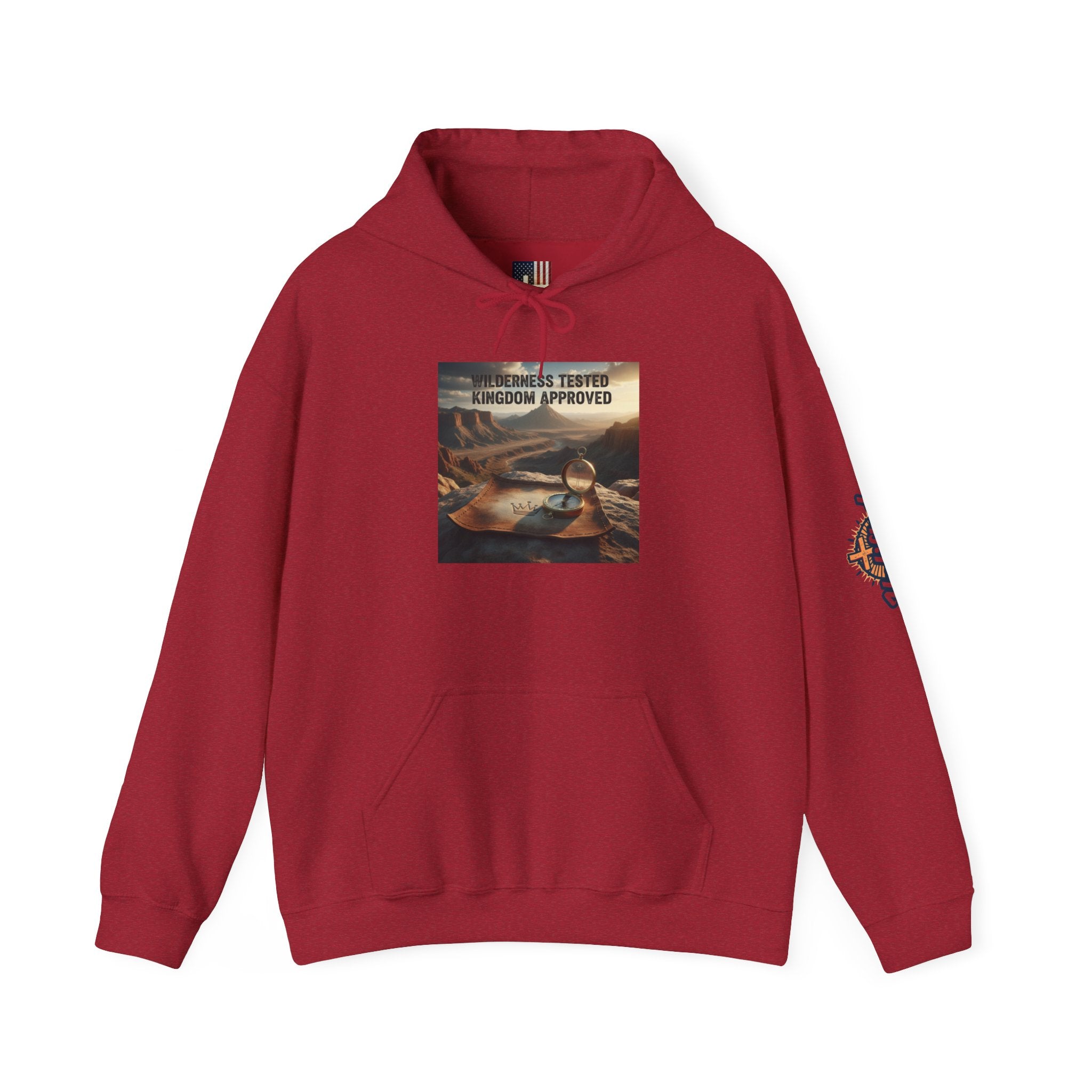 Wilderness Tested Kingdom Approved Hoodie – Mountain Desert Compass Crown Christian Sweatshirt for Biblical Adventure Faith Printify