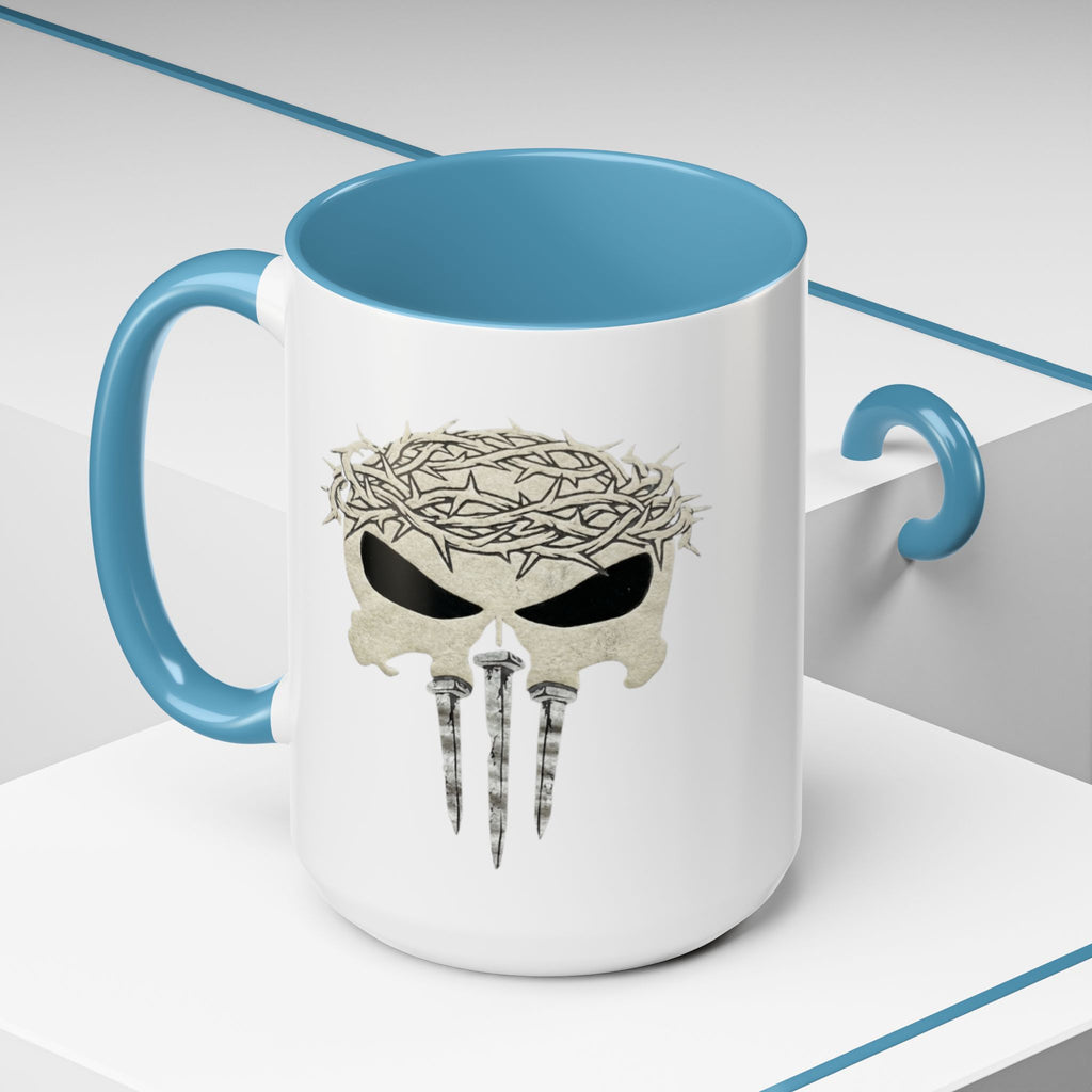 Christian Skull Coffee Mug — Crown of Thorns “Warrior Faith” (11/15 oz)