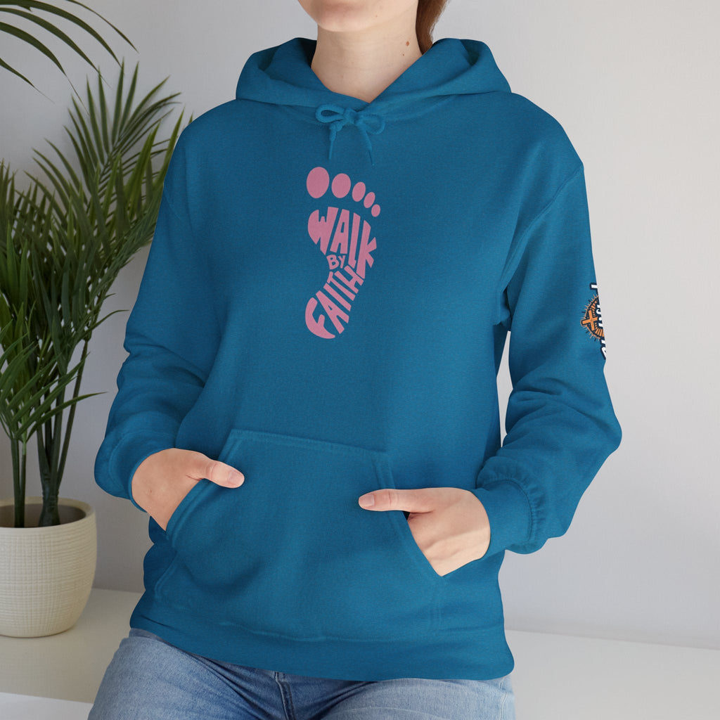 Walk By Faith Footprint Hoodie Printify