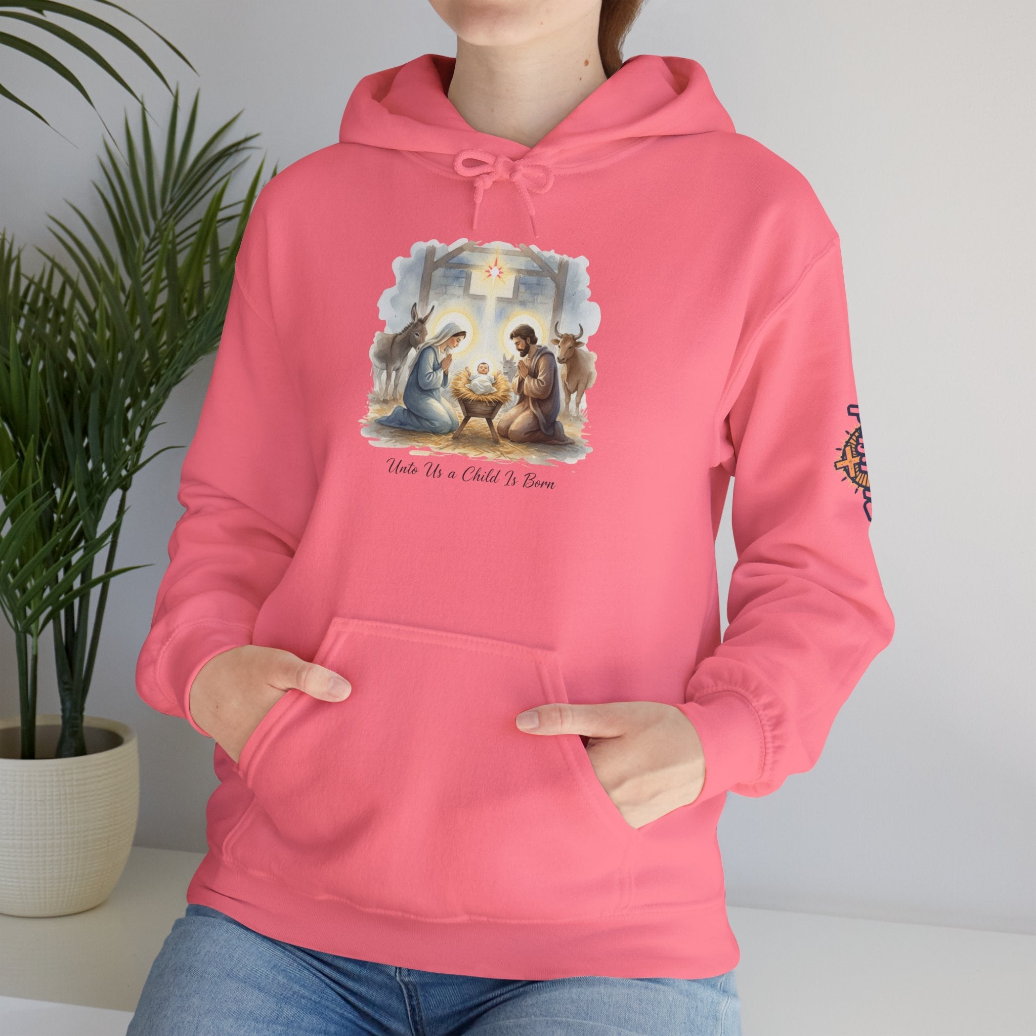 Unto Us a Child is Born Hoodie – Isaiah 9:6 Nativity Manger Scene Christian Christmas Sweatshirt for Holy Night Faith Printify