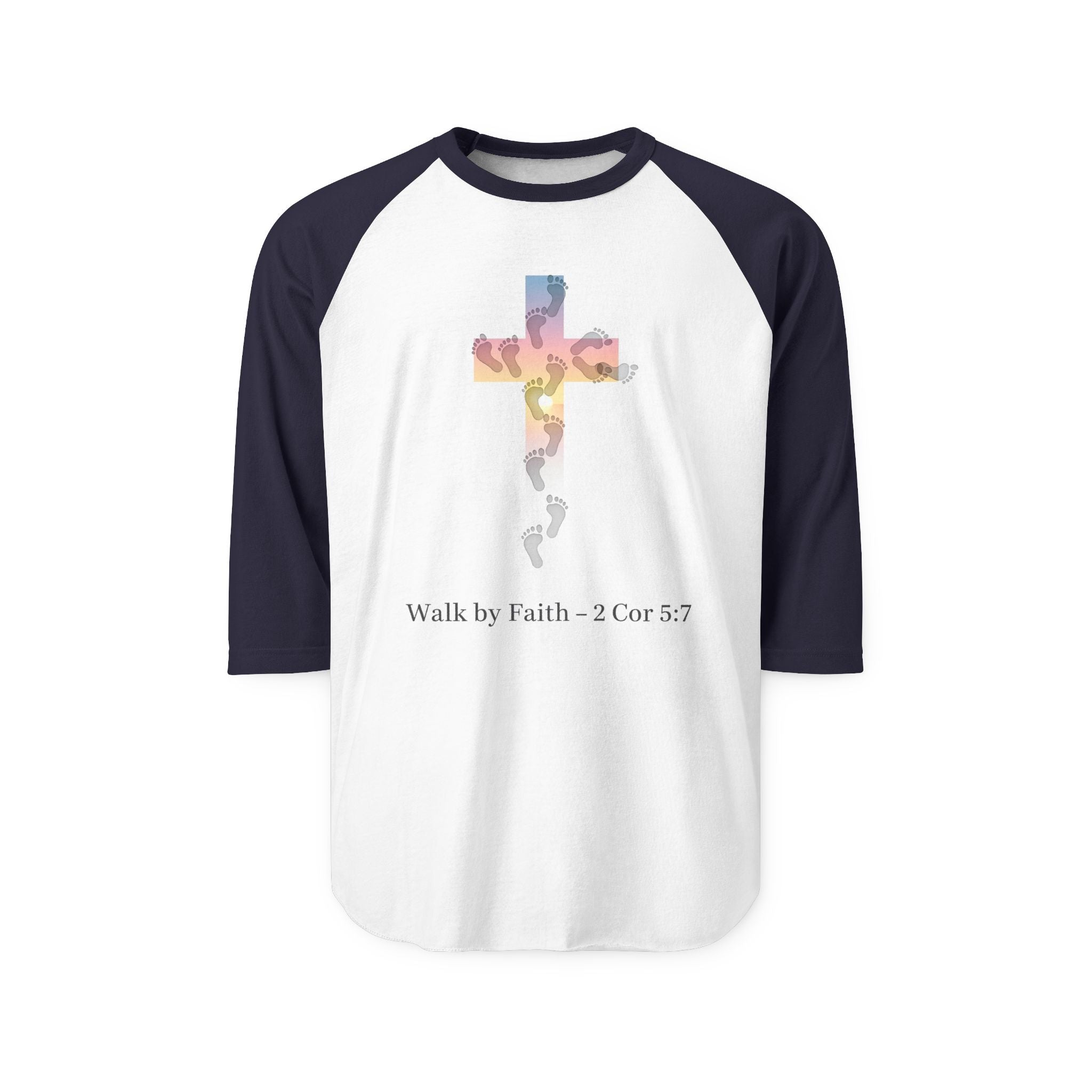Walk by Faith T-Shirt – Cross & Footprints Christian Tee for Bold Believers Printify