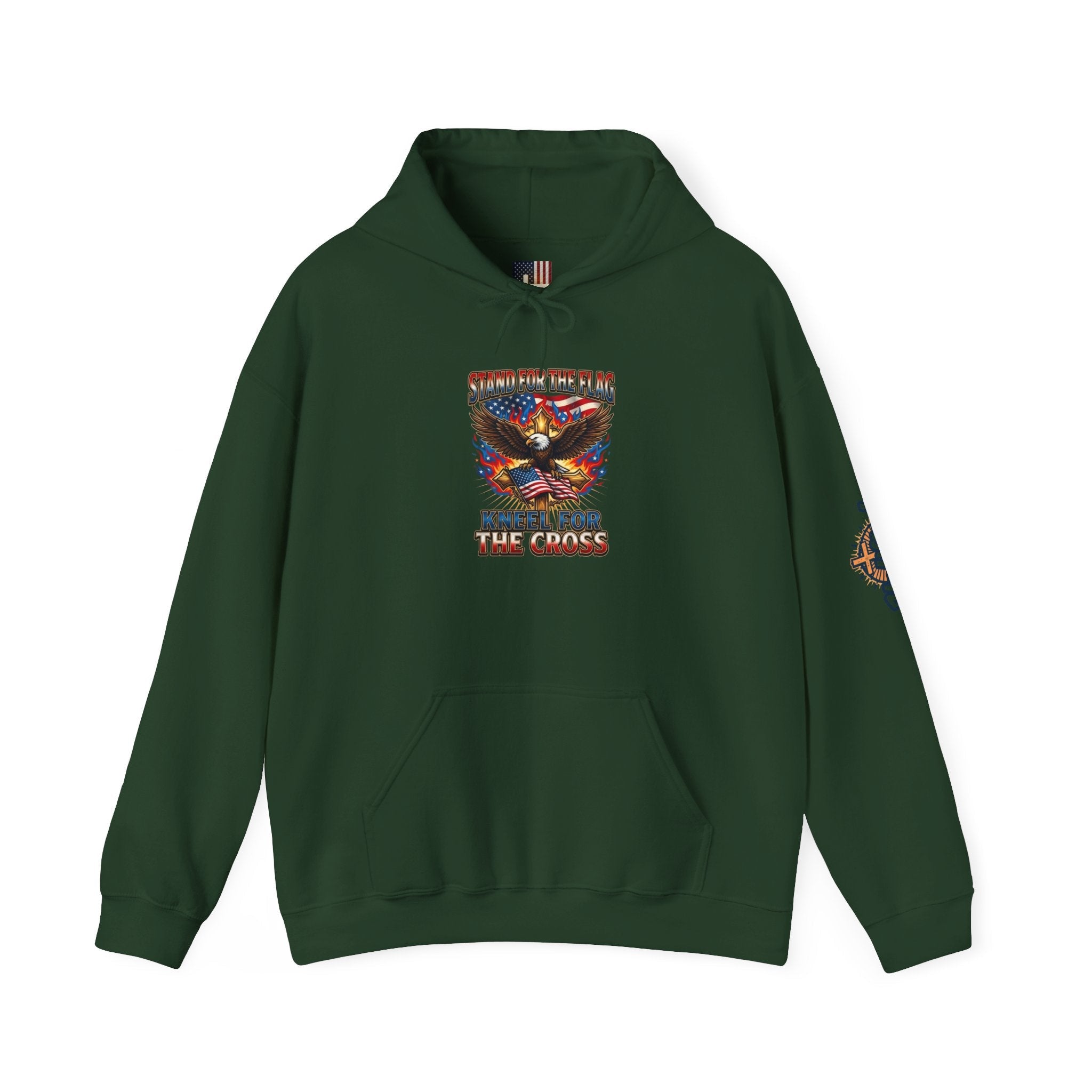 Stand for the Flag Kneel for the Cross Hoodie | Patriotic Eagle Hoodie Printify