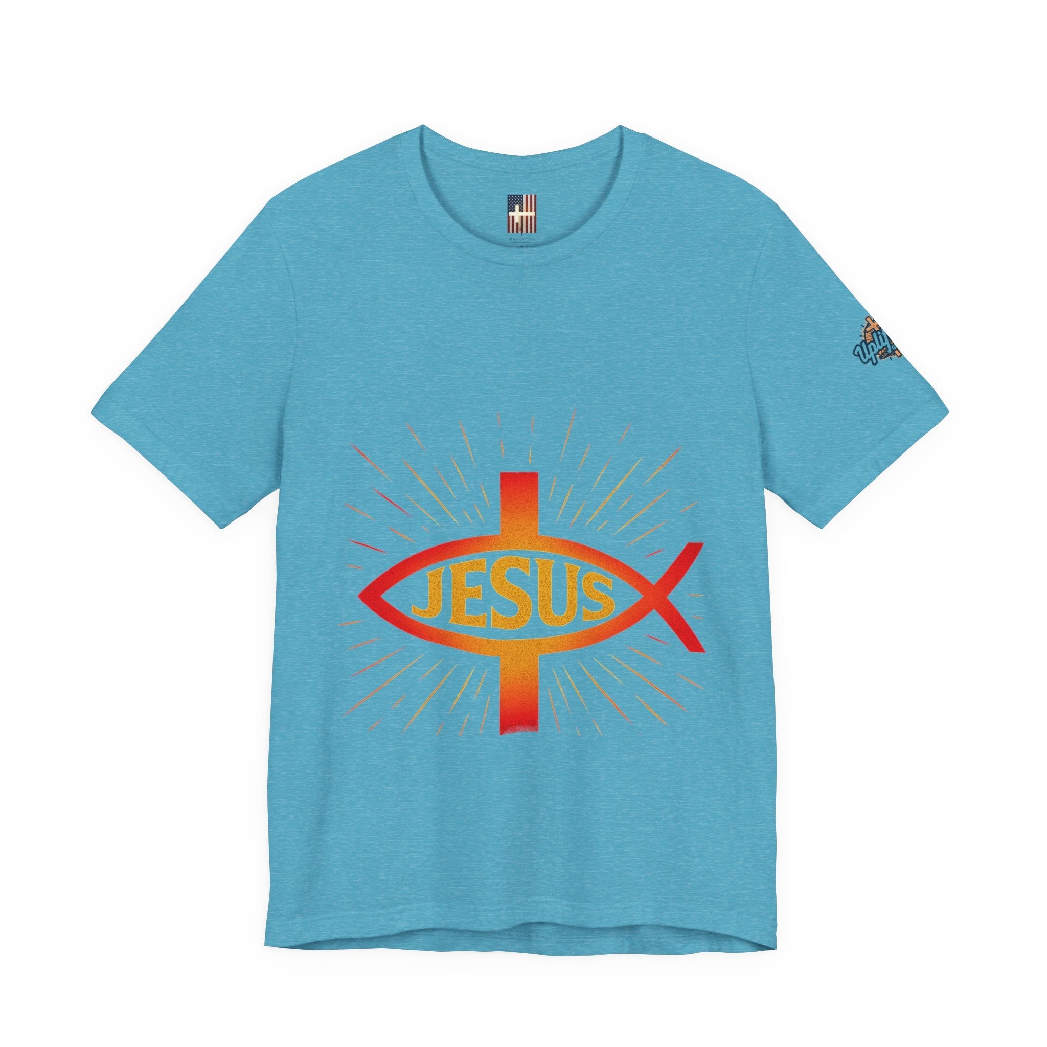 Jesus Ichthys T-shirt – Christian Fish Symbol with Cross & Jesus Inscription T-shirt for Eternal Faith & Streetwear Printify