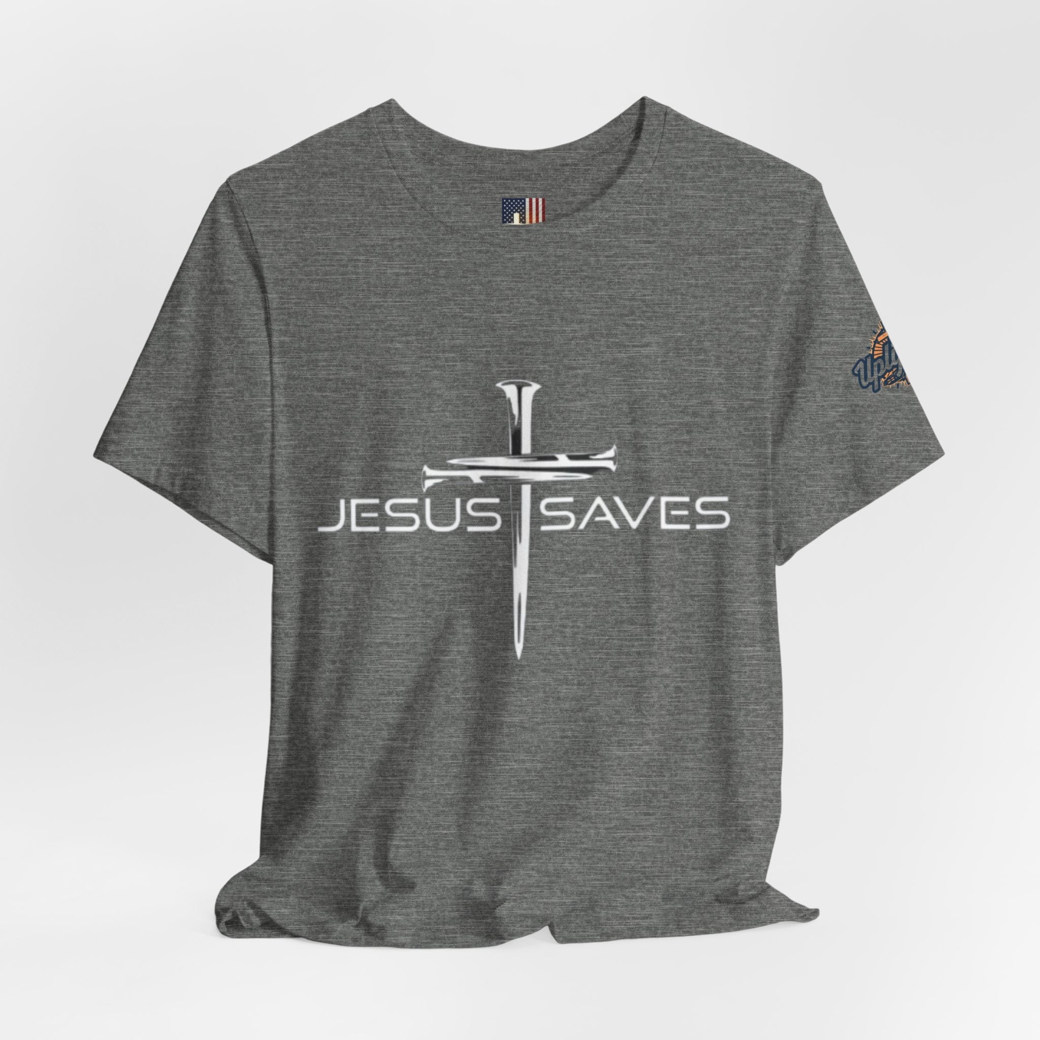 Jesus Saves T-shirt – 3 Nails Crucifix Cross Christian T-shirt for Redemption Faith & Bold Salvation Printify