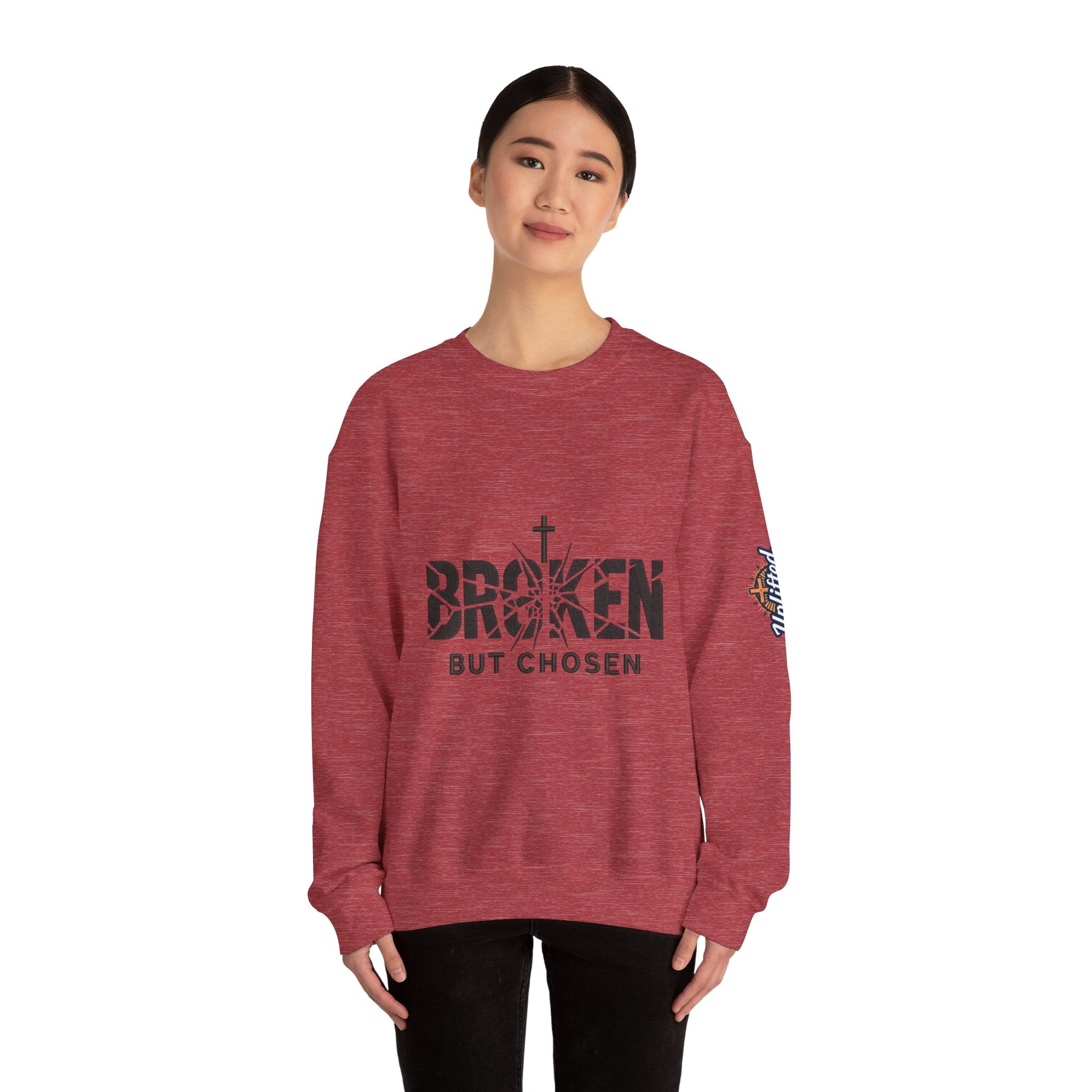 Broken But Chosen Crewneck Sweatshirt Printify