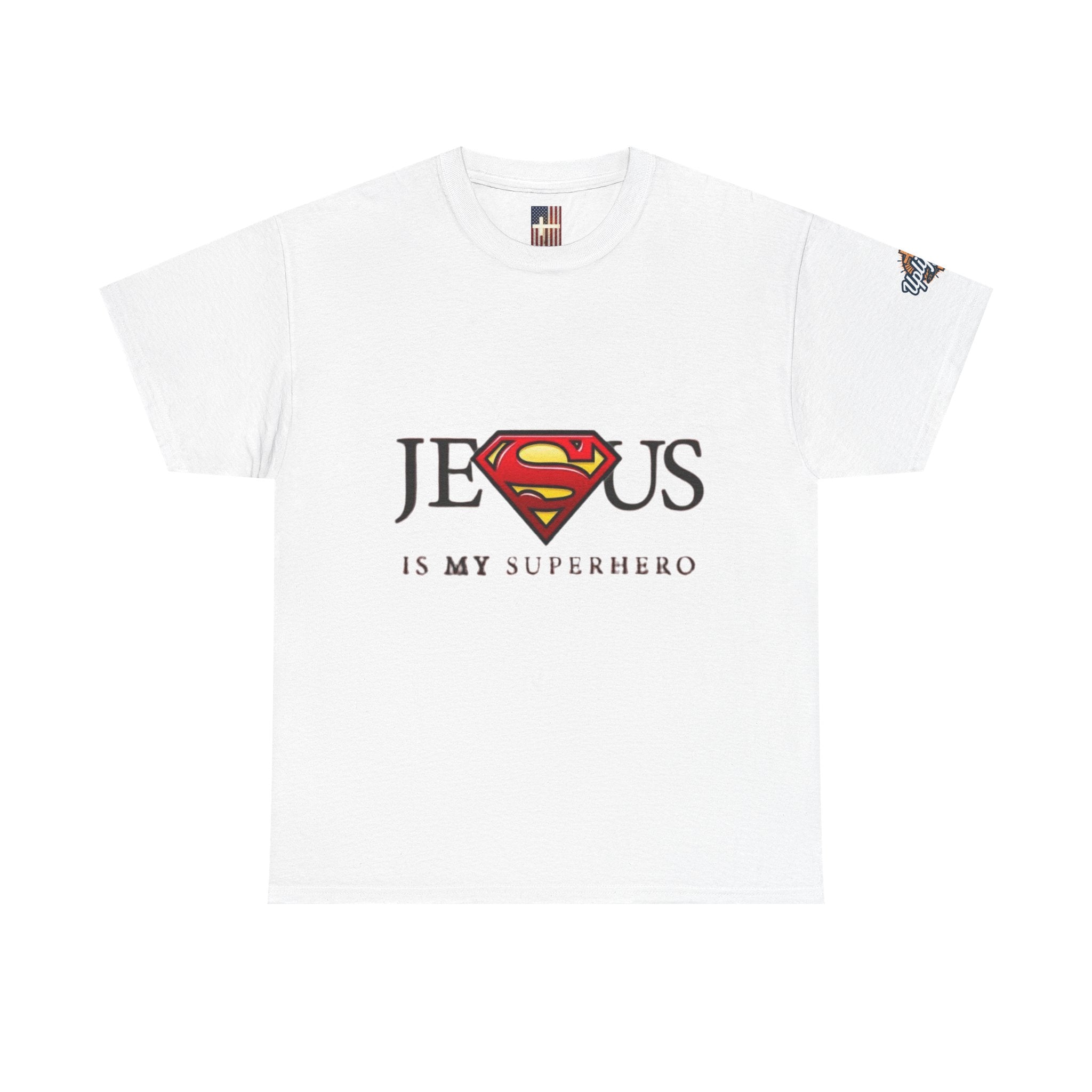 Jesus Is My Superhero T-Shirt — Faith-Based Superman-Inspired Tee Printify