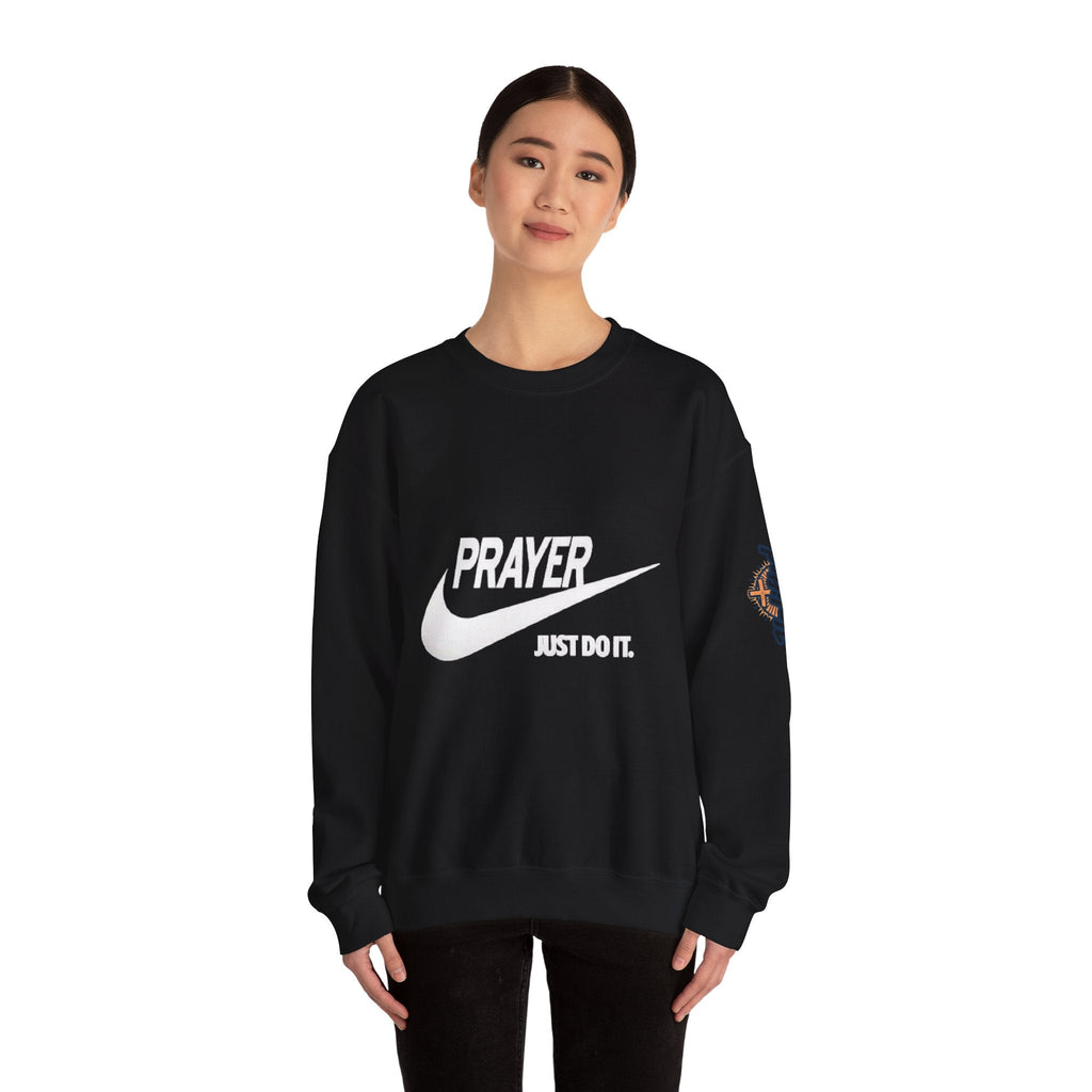 Prayer Just Do It Sweatshirt - Funny Christian Nike Parody Sweatshirt - Faith Gear Printify