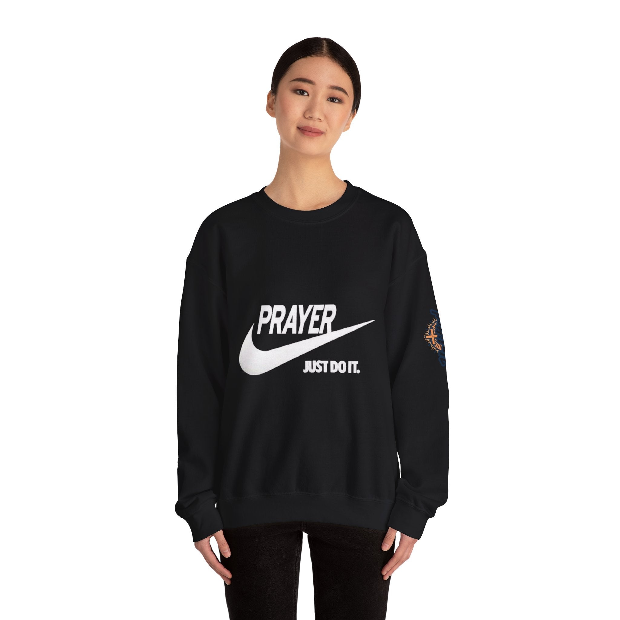Prayer Just Do It Sweatshirt - Funny Christian Nike Parody Sweatshirt - Faith Gear Printify