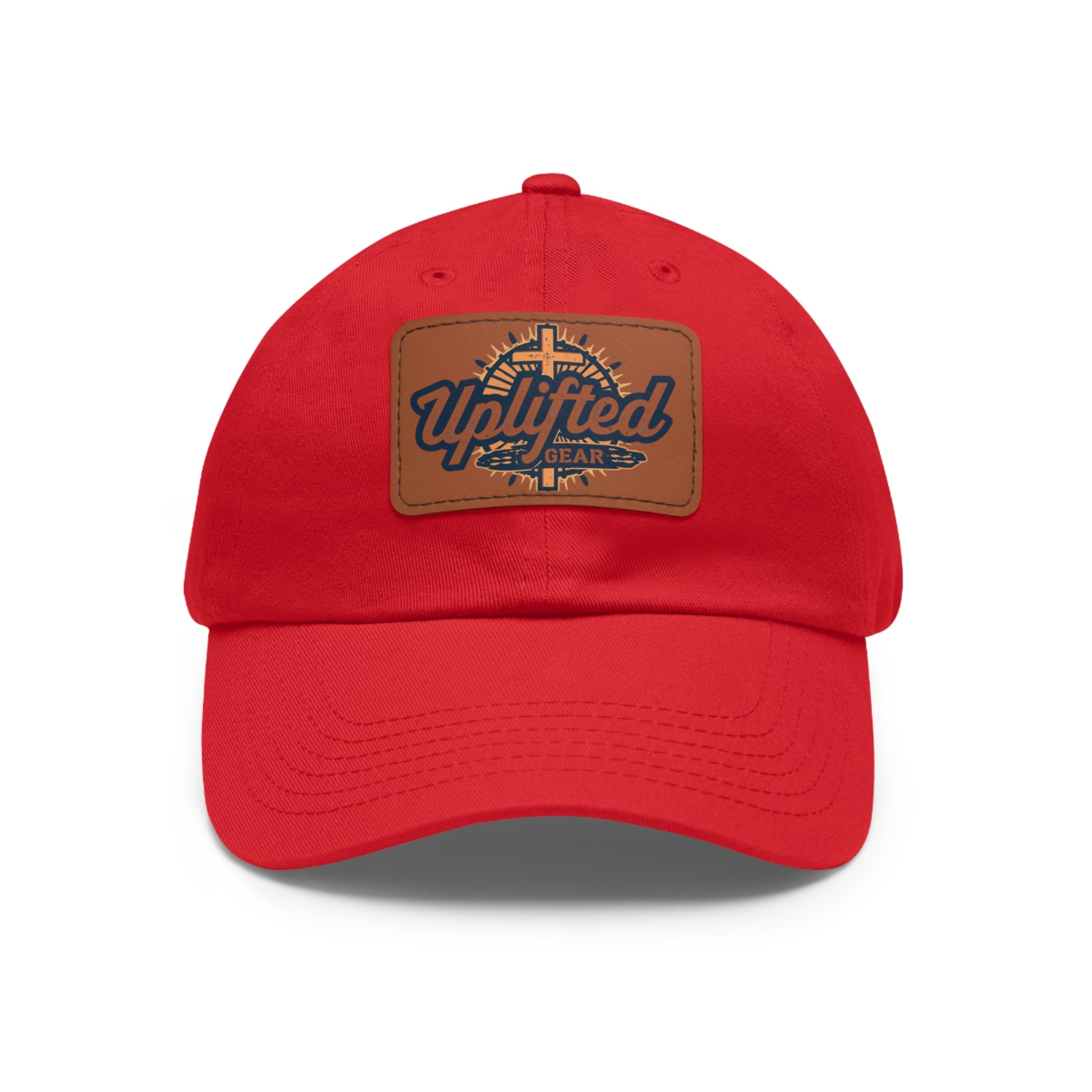 Uplifted Gear Leather Patch Dad Hat — Vintage Aviation Logo Cap Printify