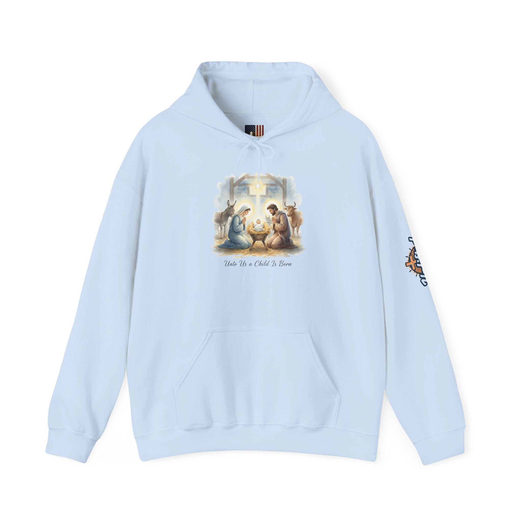 Unto Us a Child is Born Hoodie – Isaiah 9:6 Nativity Manger Scene Christian Christmas Sweatshirt for Holy Night Faith Printify