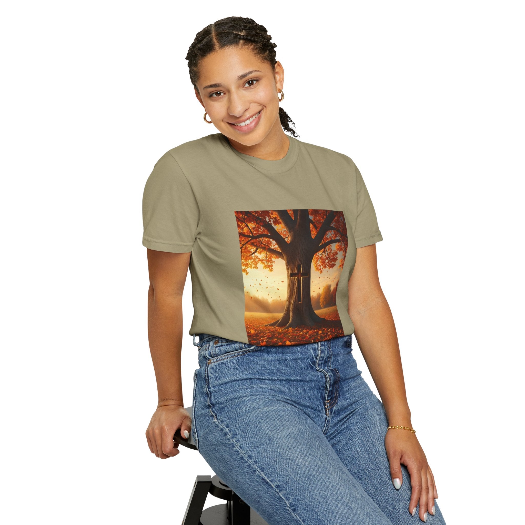 Trust in the Lord T-Shirt – Autumn Tree Christian Tee with Proverbs 3:5 Printify