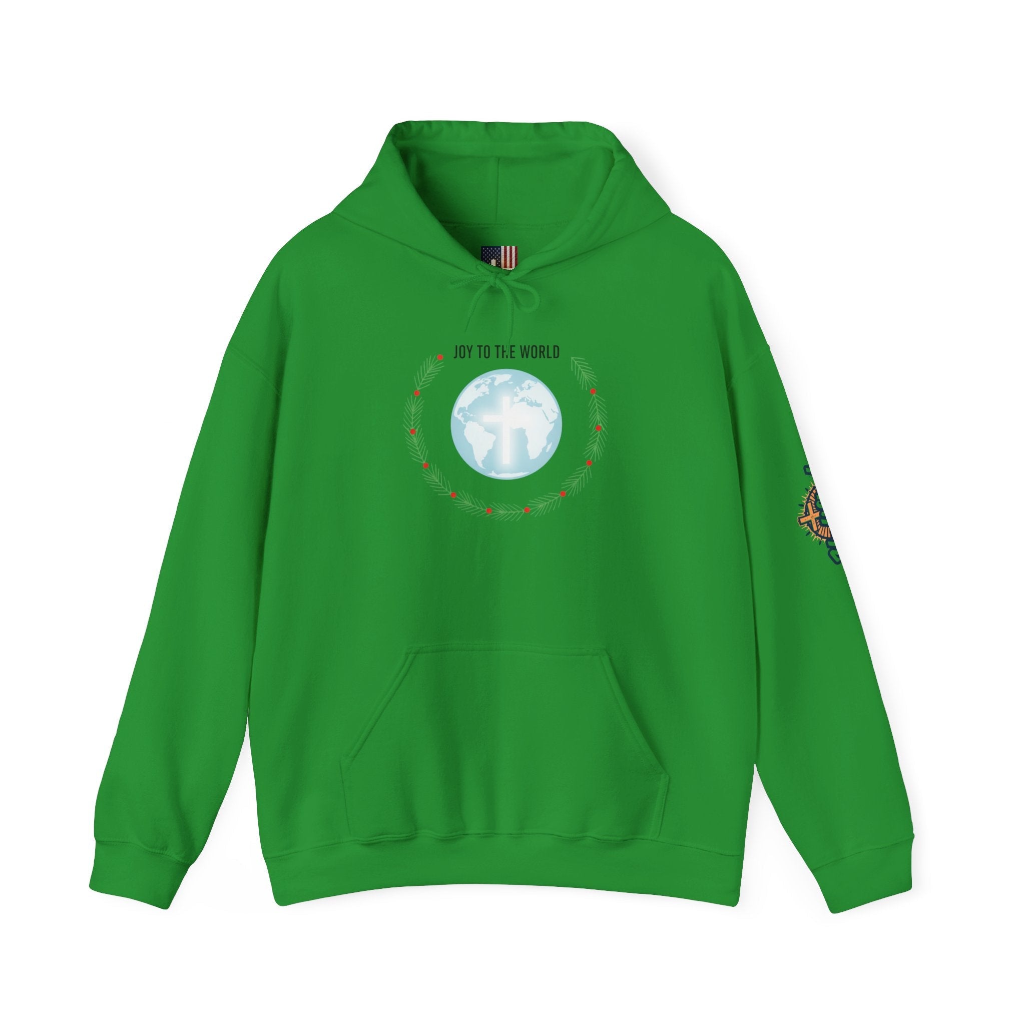 Joy to the World Hoodie – Wreath Earth Nativity Christian Christmas Sweatshirt for Isaiah 9:6 Holiday Faith & Festive Joy Printify