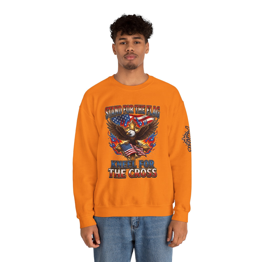 Stand for the Flag Kneel for the Cross Sweatshirt | Patriotic Eagle Sweatshirt Printify