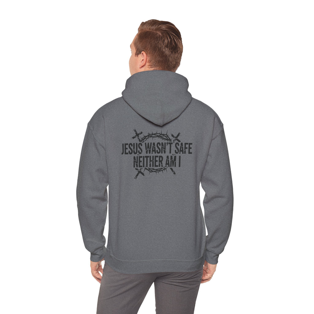 ⚡ Jesus Wasn’t Safe – Neither Am I | Bold Christian Hoodie | Storm-Walking Faith Tee | Minimalist Black & White Design | Uplifted Gear Printify