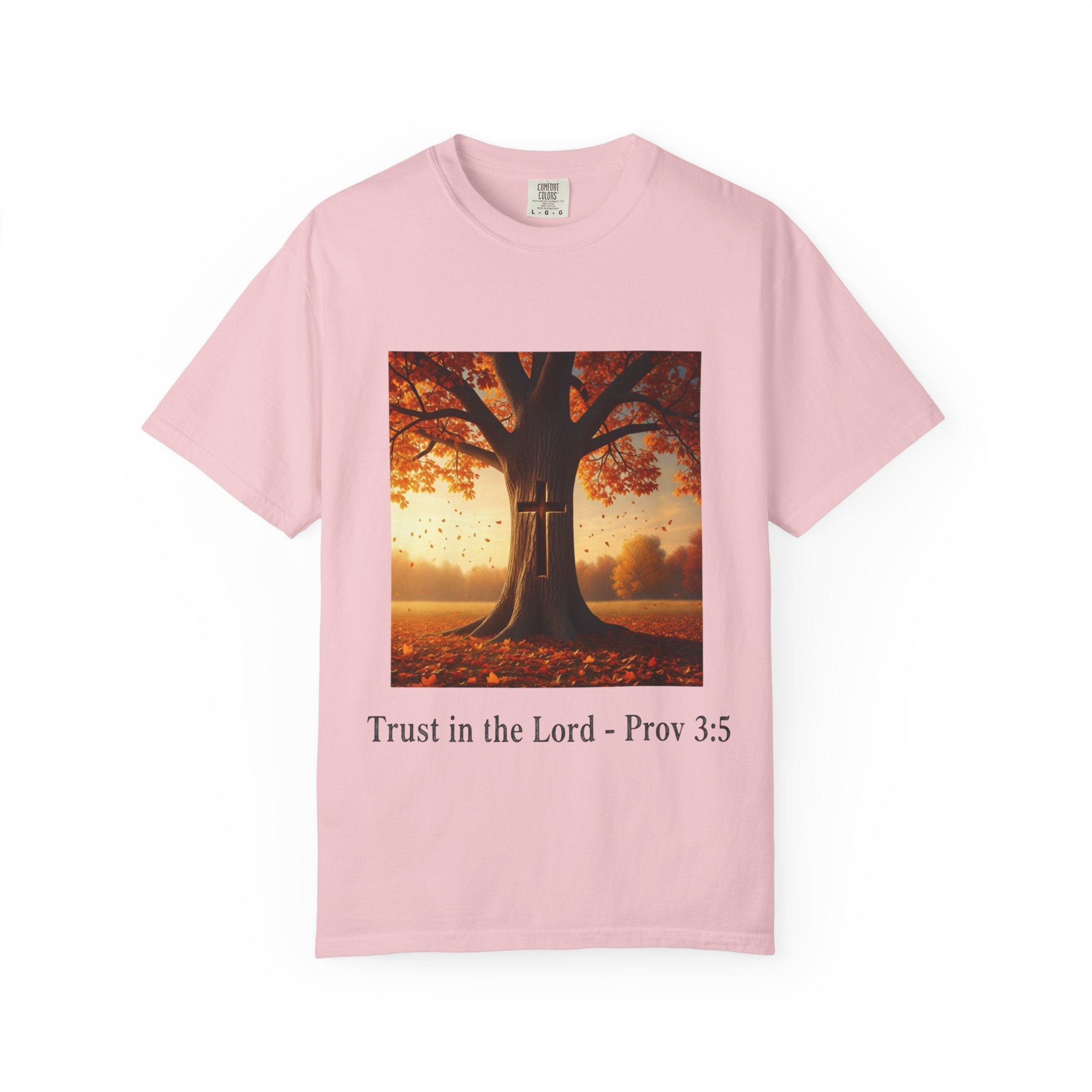Trust in the Lord T-Shirt – Autumn Tree Christian Tee with Proverbs 3:5 Printify