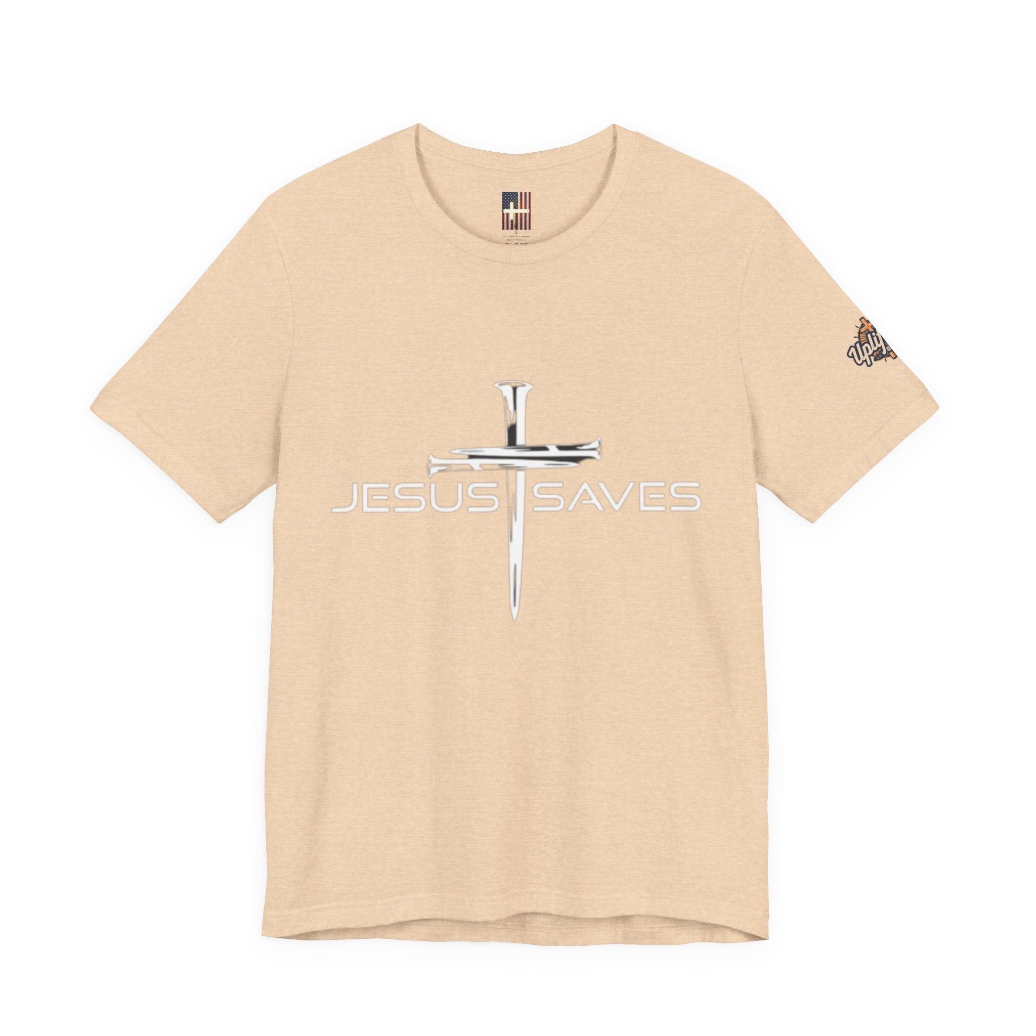 Jesus Saves T-shirt – 3 Nails Crucifix Cross Christian T-shirt for Redemption Faith & Bold Salvation Printify