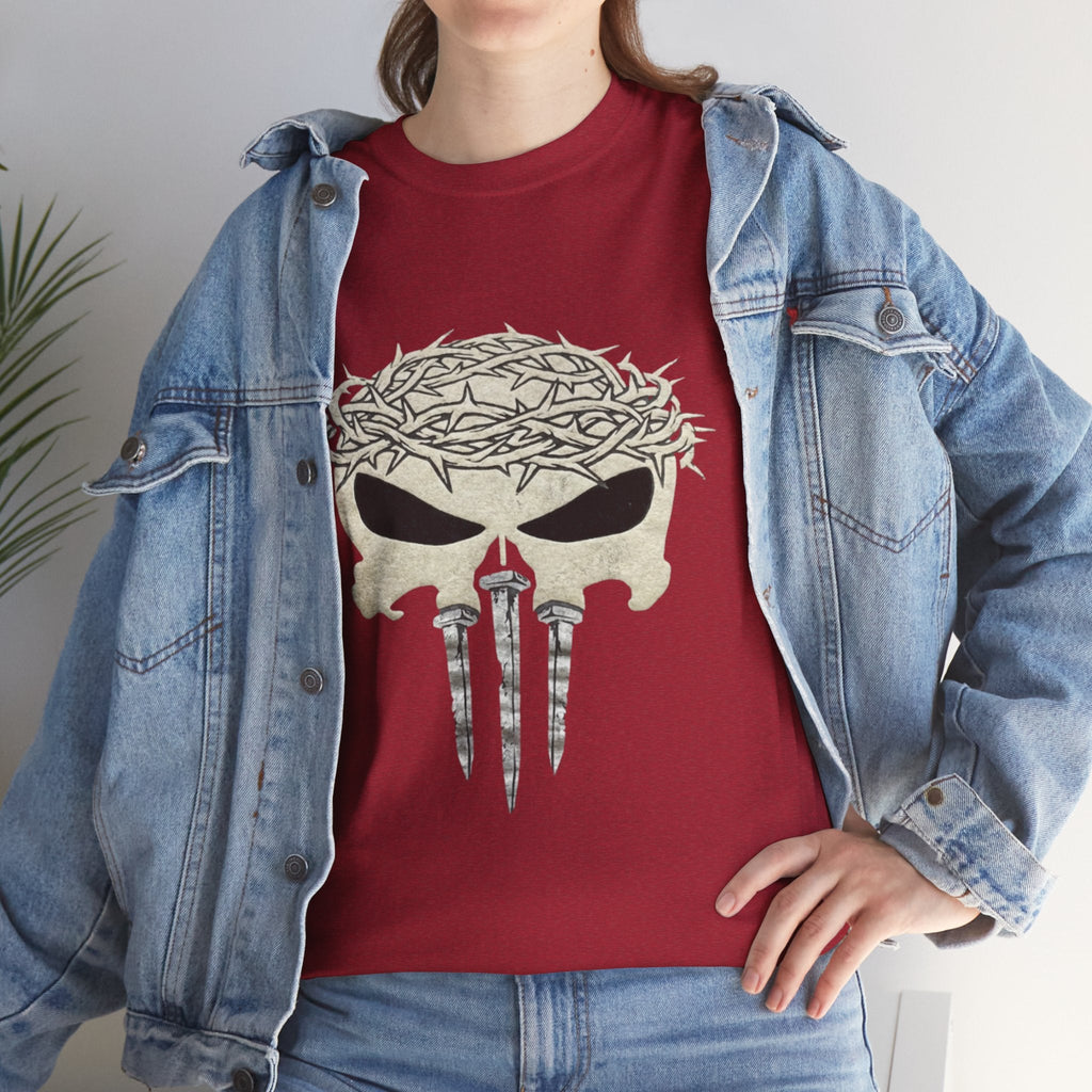 Christian Skull T-shirt - Crown of Thorns & Nails - Warrior Faith T-shirt Printify