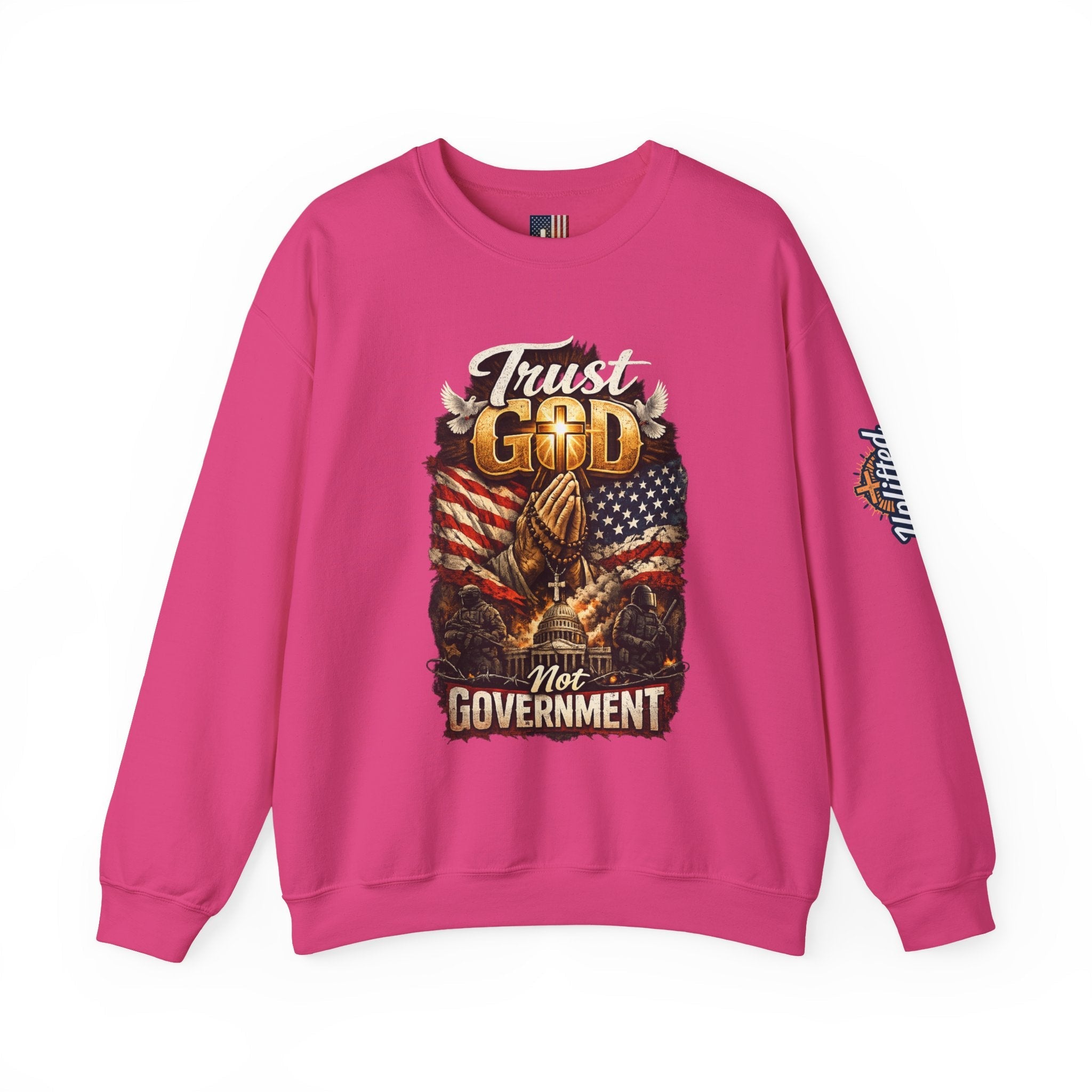Trust God Not Government Sweatshirt — Vintage Patriotic Christian Sweatshirt Printify