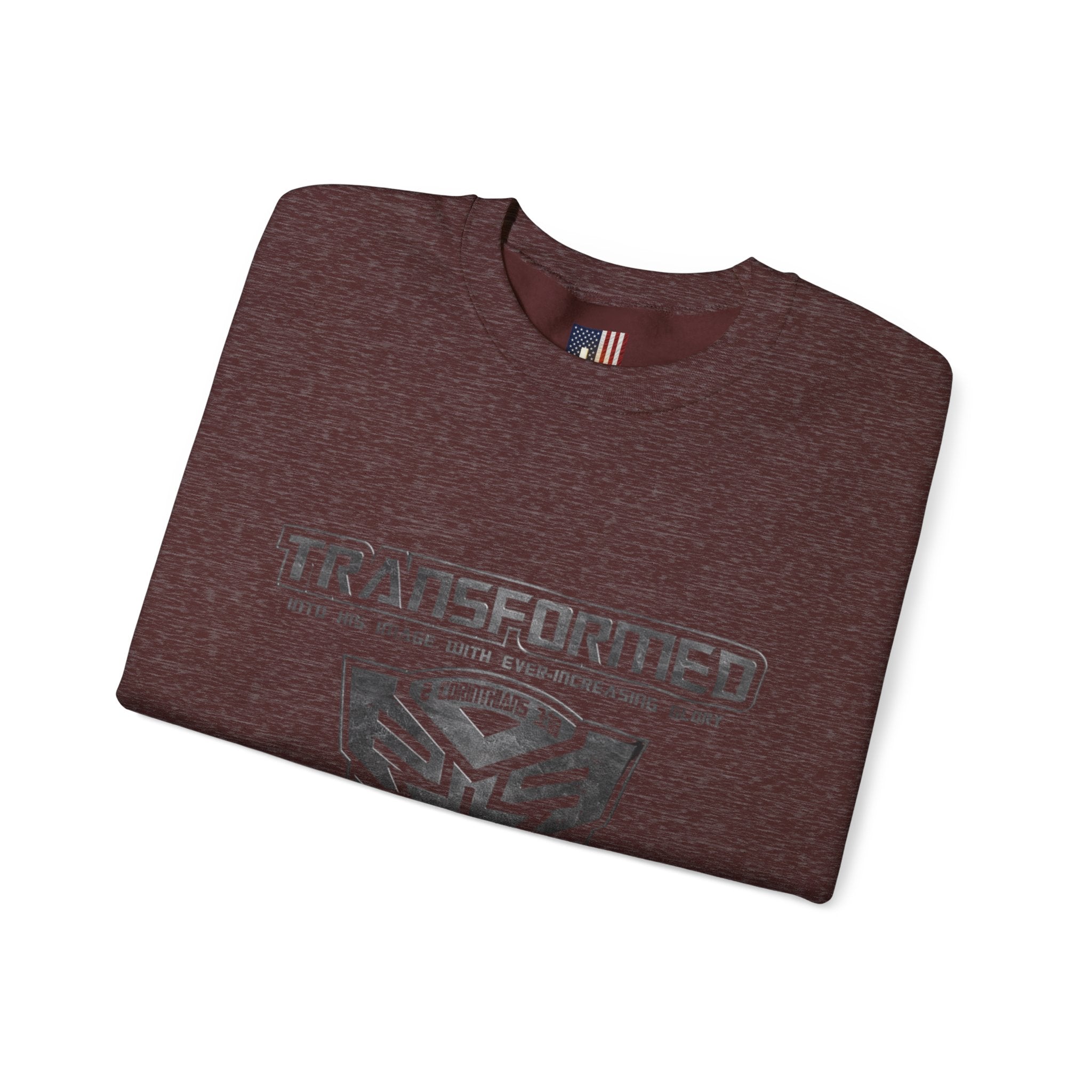 Transformer Logo Christian Sweatshirt | 2 Corinthians 3:18 Bible Verse Sweatshirt Printify