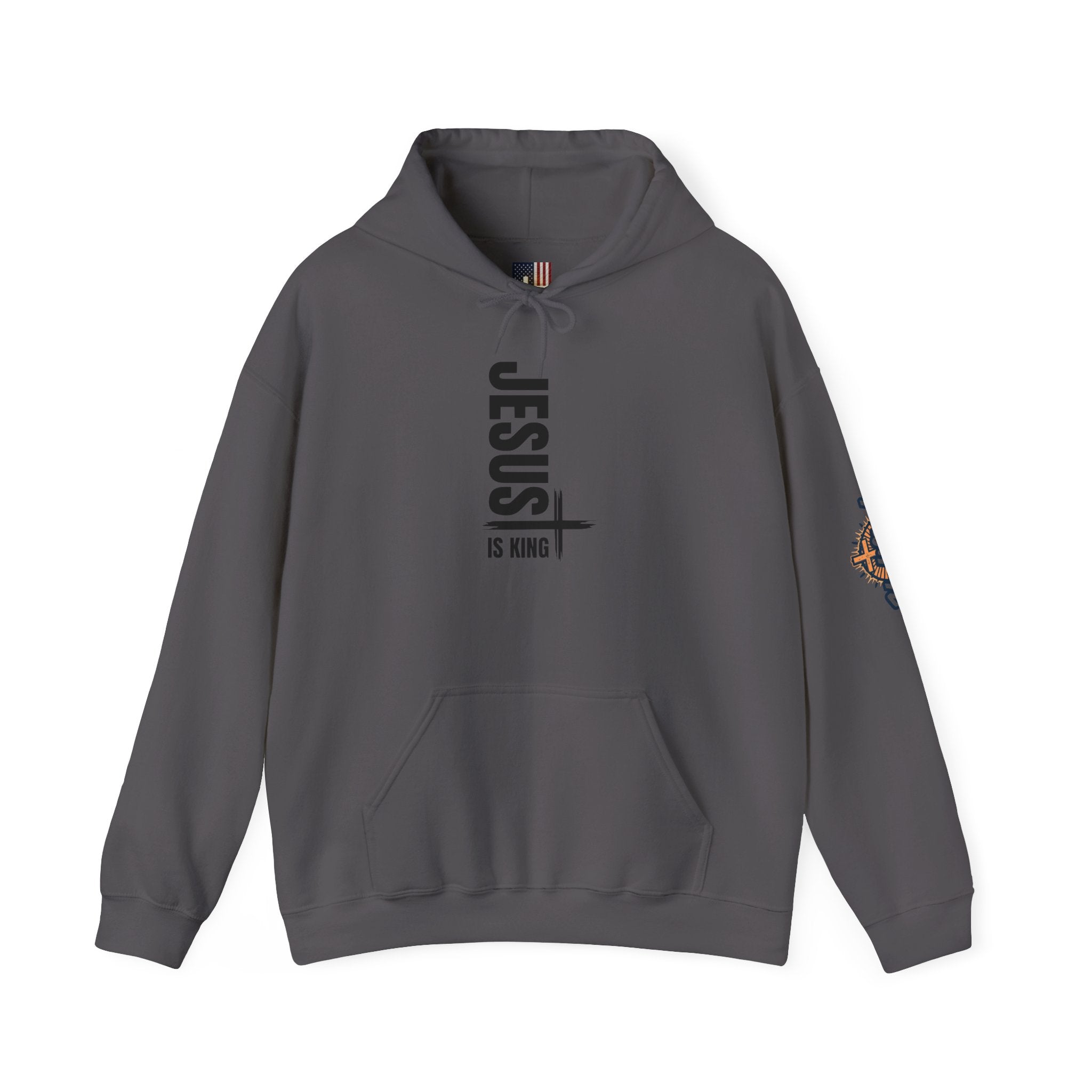 Jesus Is King Hoodie | Modern Typographic Cross Christian Hoodie Printify