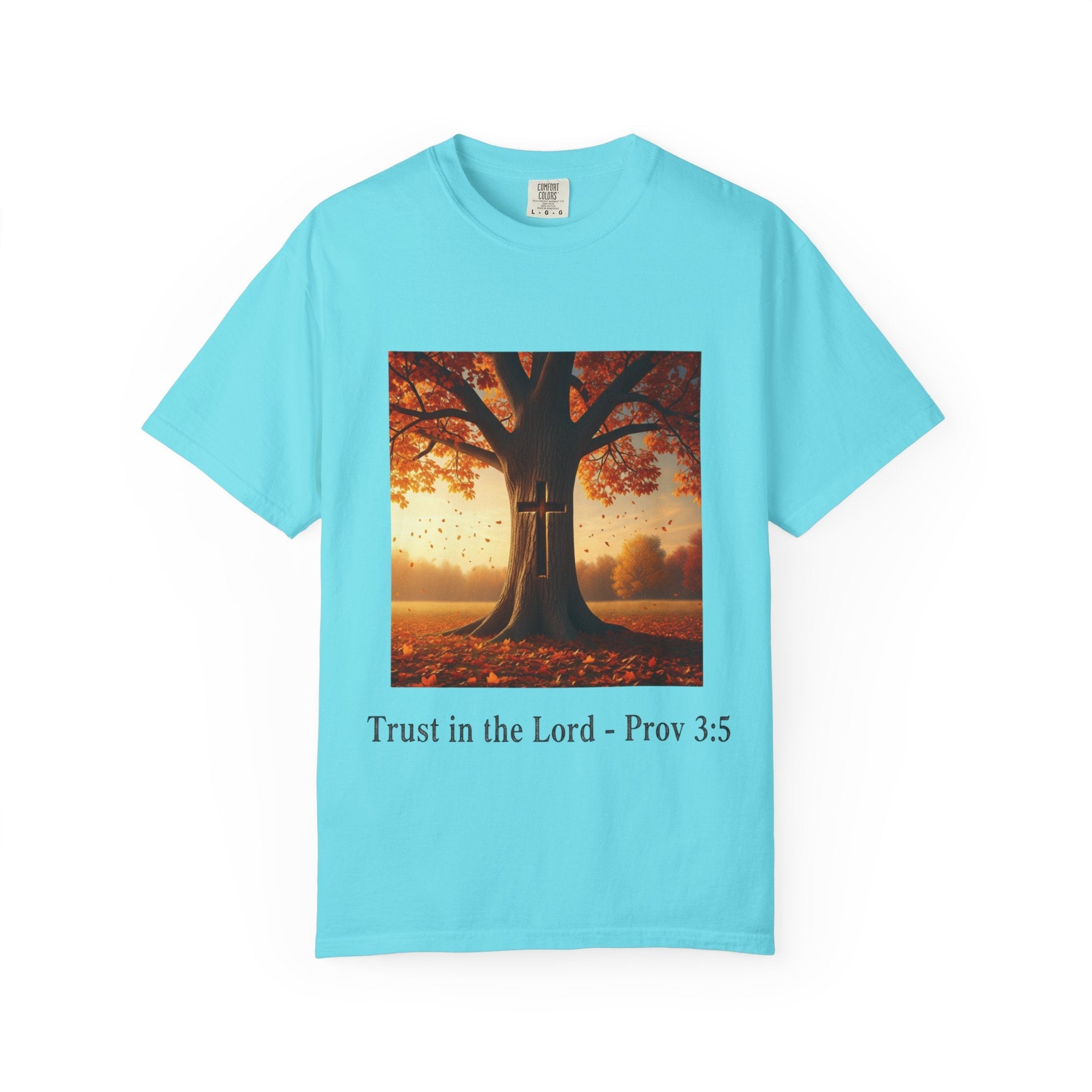 Trust in the Lord T-Shirt – Autumn Tree Christian Tee with Proverbs 3:5 Printify