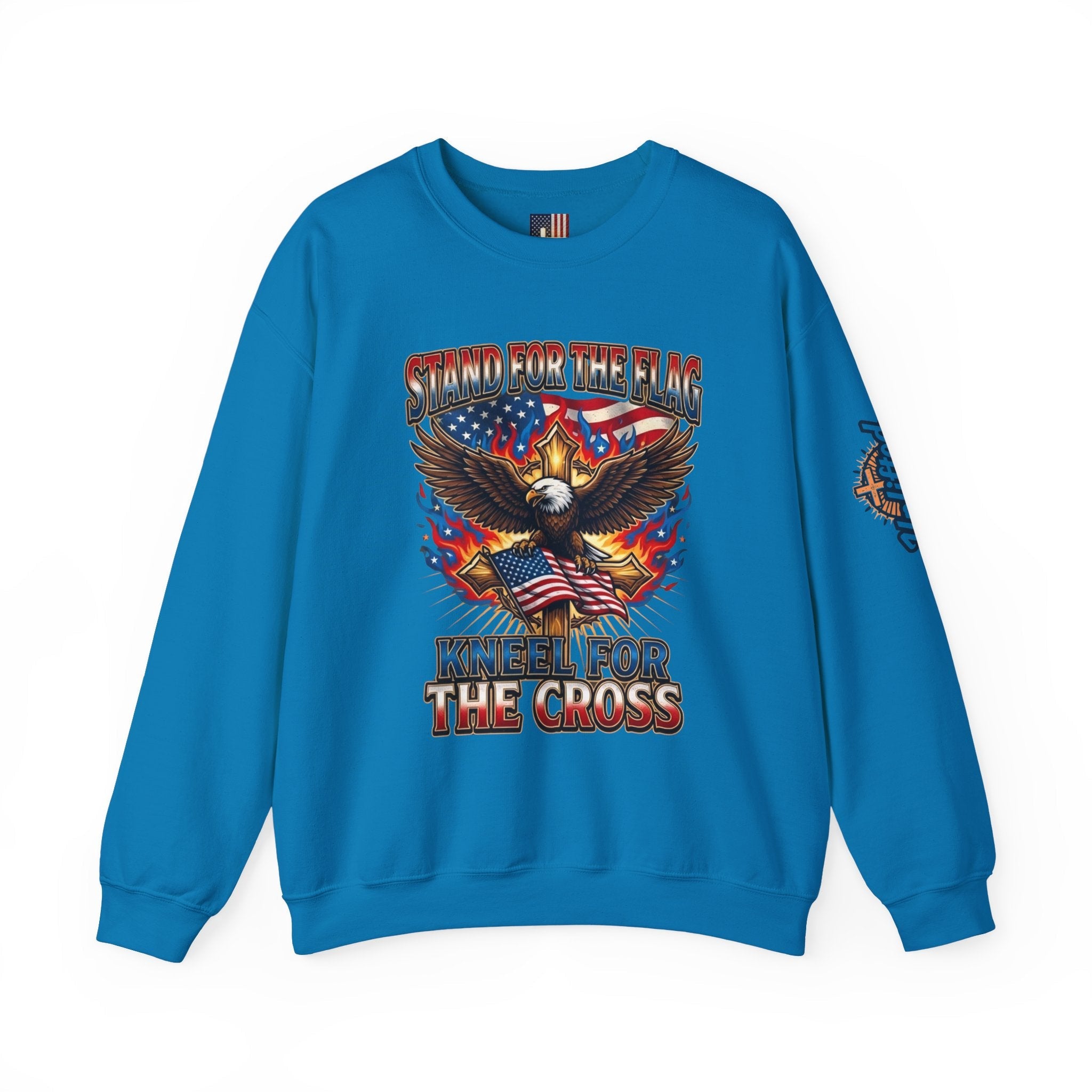 Stand for the Flag Kneel for the Cross Sweatshirt | Patriotic Eagle Sweatshirt Printify