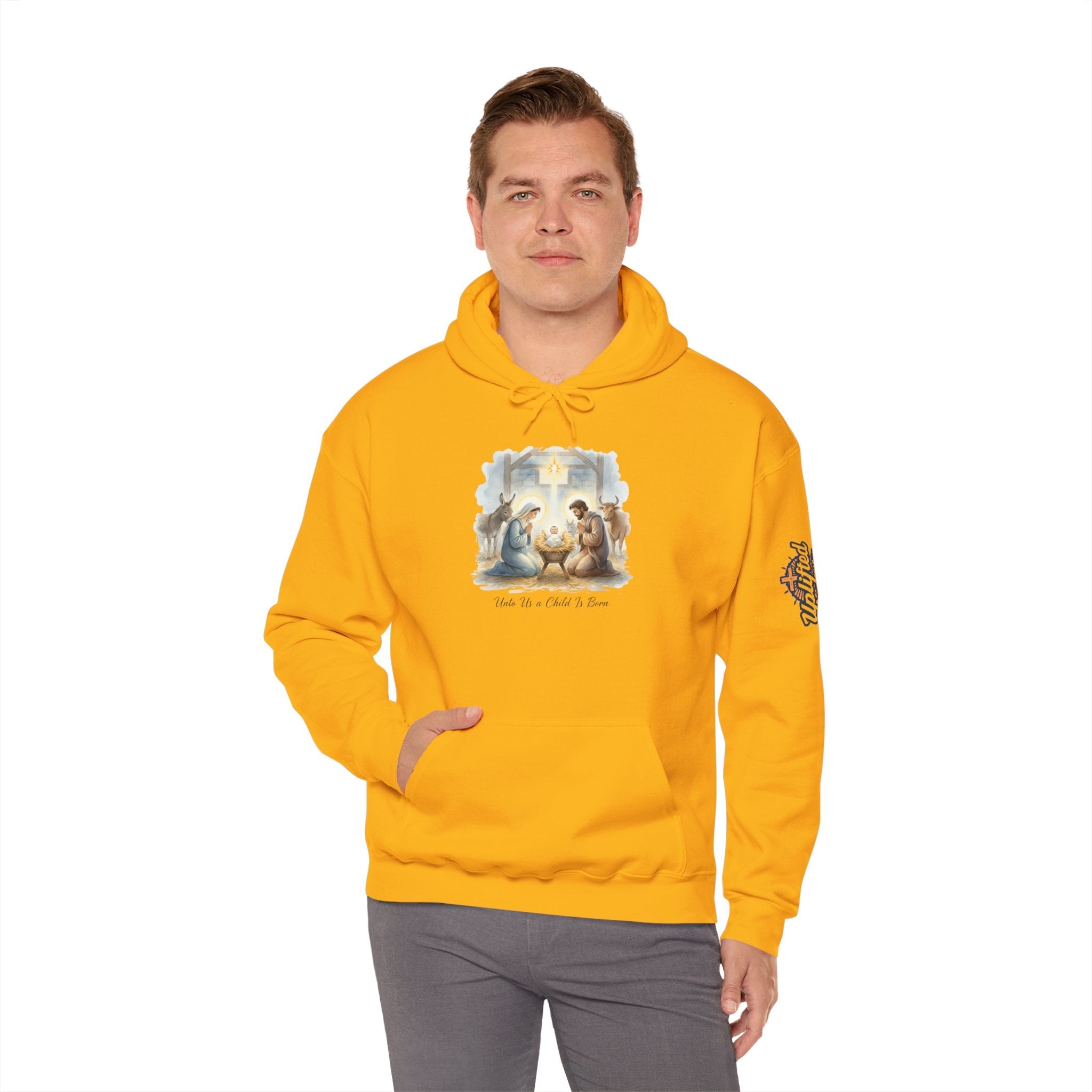 Unto Us a Child is Born Hoodie – Isaiah 9:6 Nativity Manger Scene Christian Christmas Sweatshirt for Holy Night Faith Printify