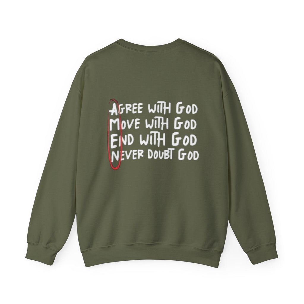 AMEN Acronym Sweatshirt – Always Agree with God Move with God End with God Never Doubt God Christian Hoodie for Unwavering Faith Printify
