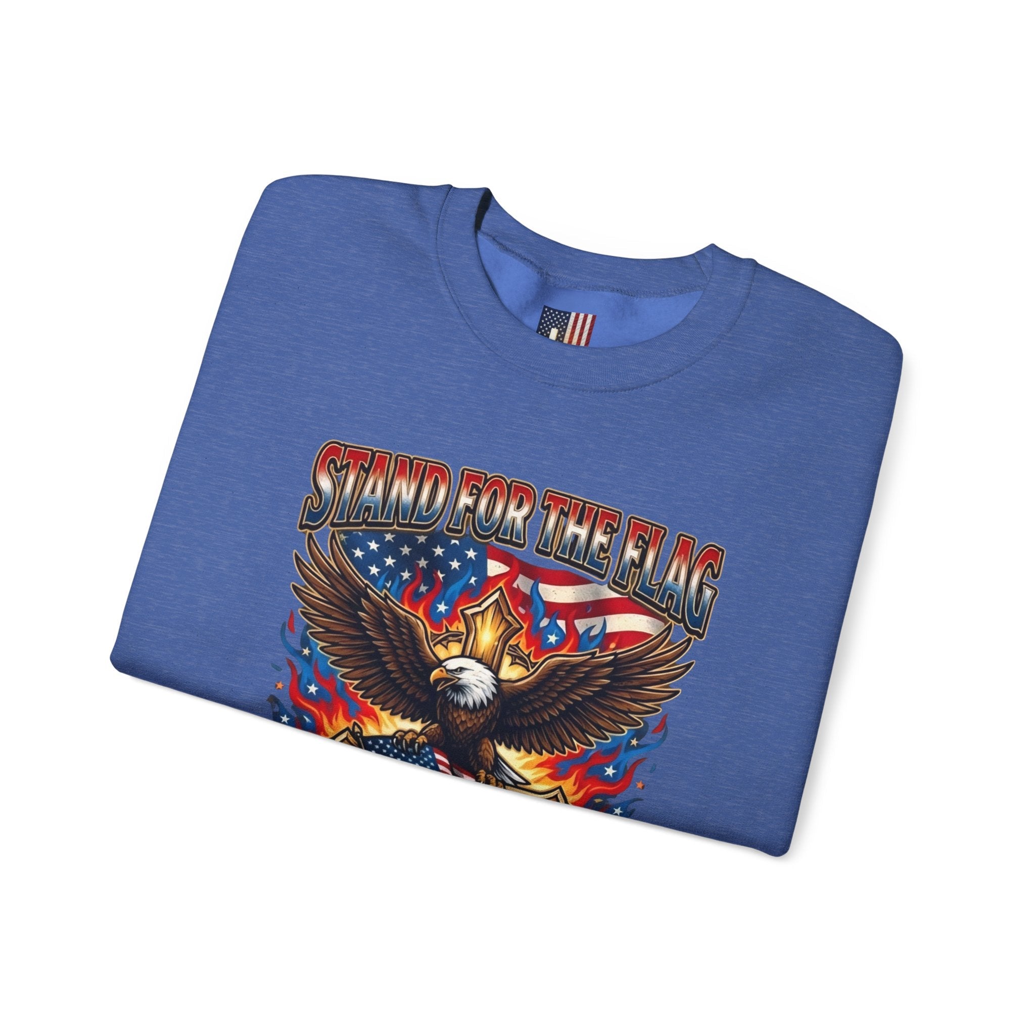 Stand for the Flag Kneel for the Cross Sweatshirt | Patriotic Eagle Sweatshirt Printify