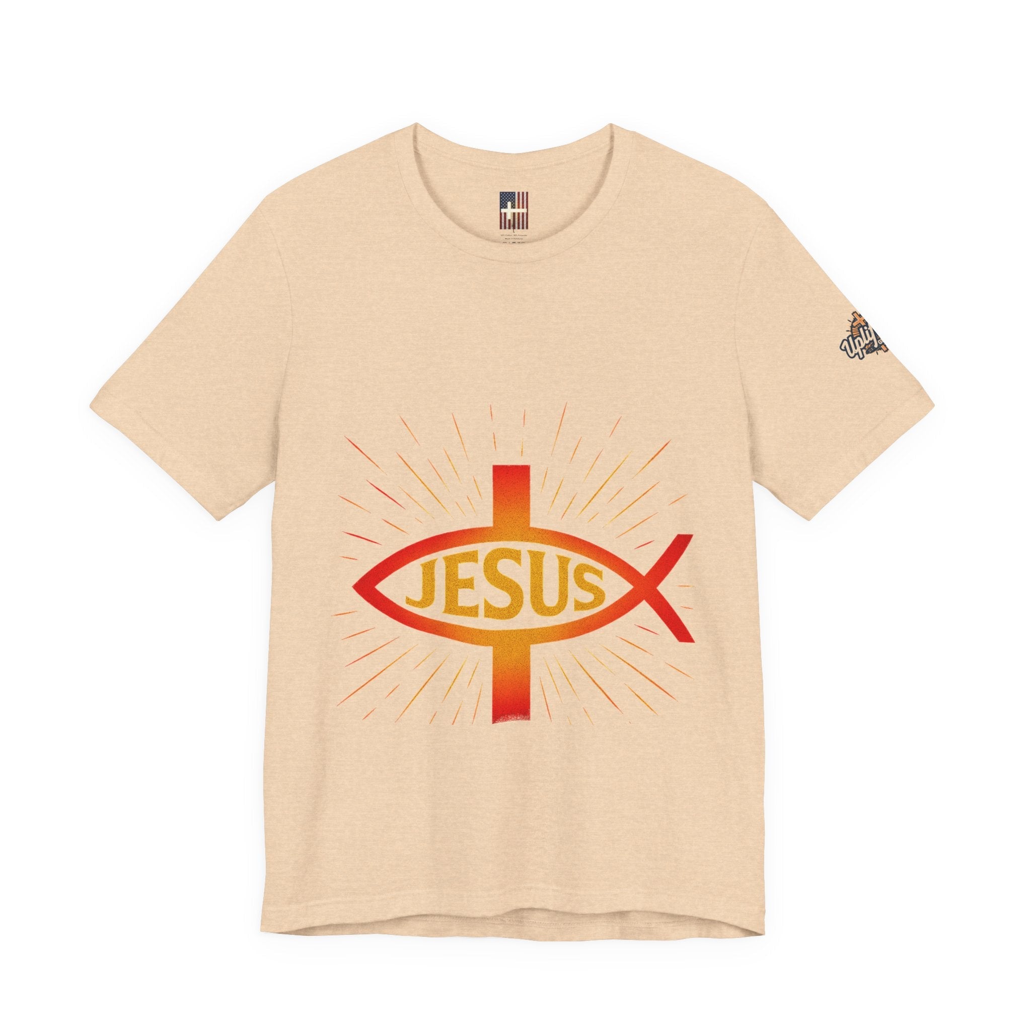 Jesus Ichthys T-shirt – Christian Fish Symbol with Cross & Jesus Inscription T-shirt for Eternal Faith & Streetwear Printify