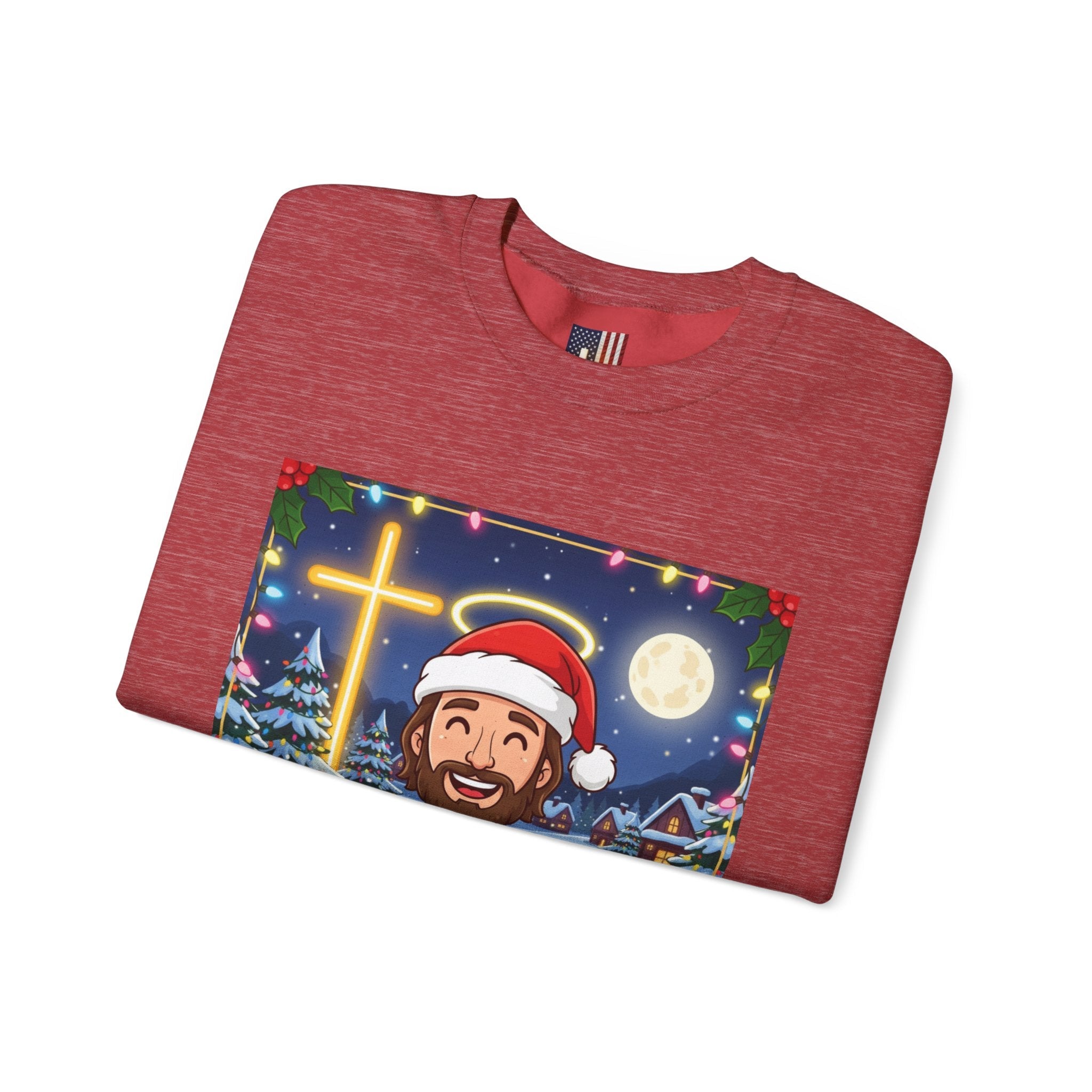 🎄 Make Christmas Great Again – Funny Christian Sweatshirt | Jesus Holding Banner | Faith-Based Holiday Parody Tee | Uplifted Gear Printify
