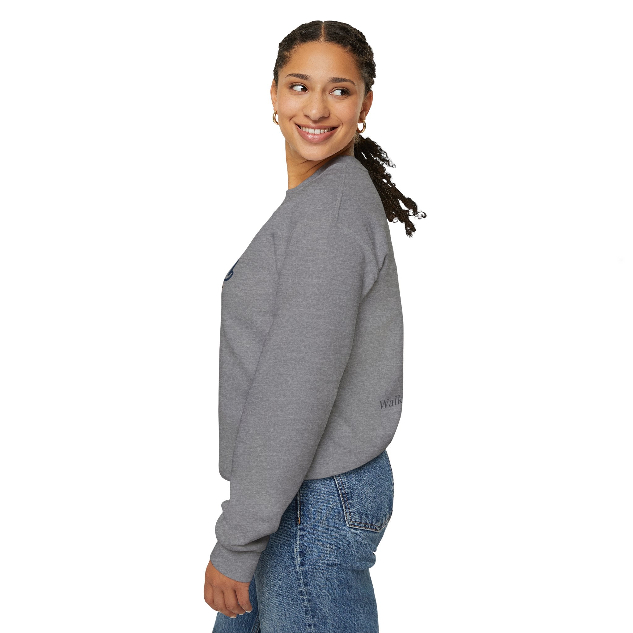 Walk by Faith Sweatshirt – Cross & Footprints Christian Sweatshirt for Cozy Inspiration Printify