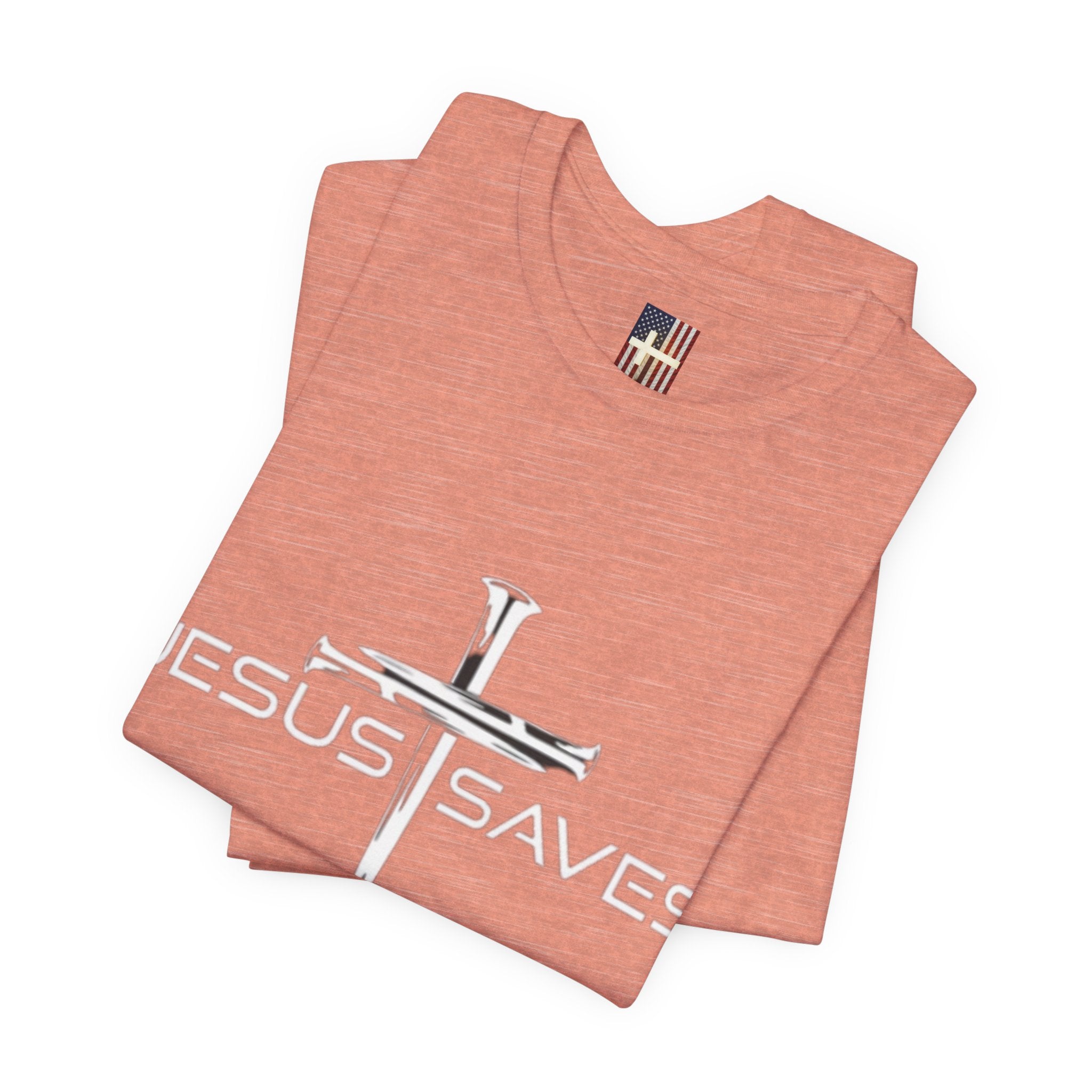 Jesus Saves T-shirt – 3 Nails Crucifix Cross Christian T-shirt for Redemption Faith & Bold Salvation Printify