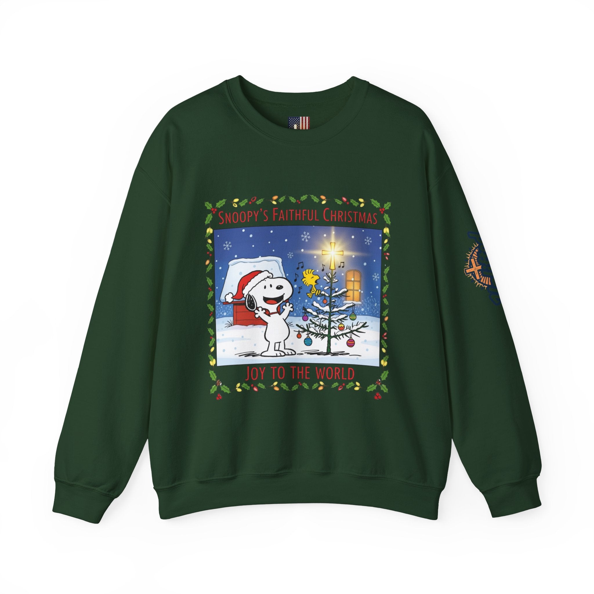 🎄 Faithful Christmas Friends – Christian Holiday Sweatshirt | Festive Tree & Cartoon Duo | Heartwarming Christmas Tee by Uplifted Gear Printify