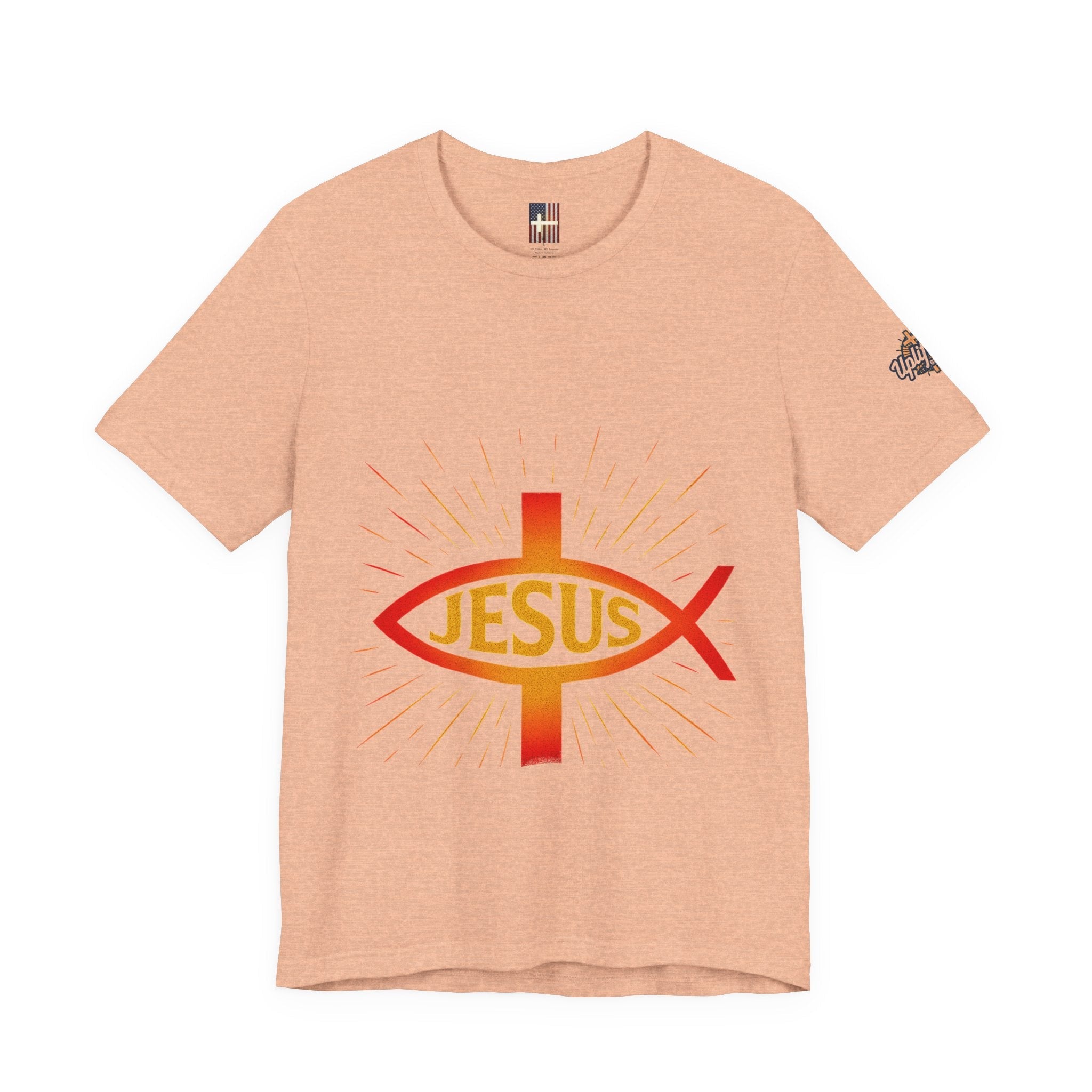 Jesus Ichthys T-shirt – Christian Fish Symbol with Cross & Jesus Inscription T-shirt for Eternal Faith & Streetwear Printify