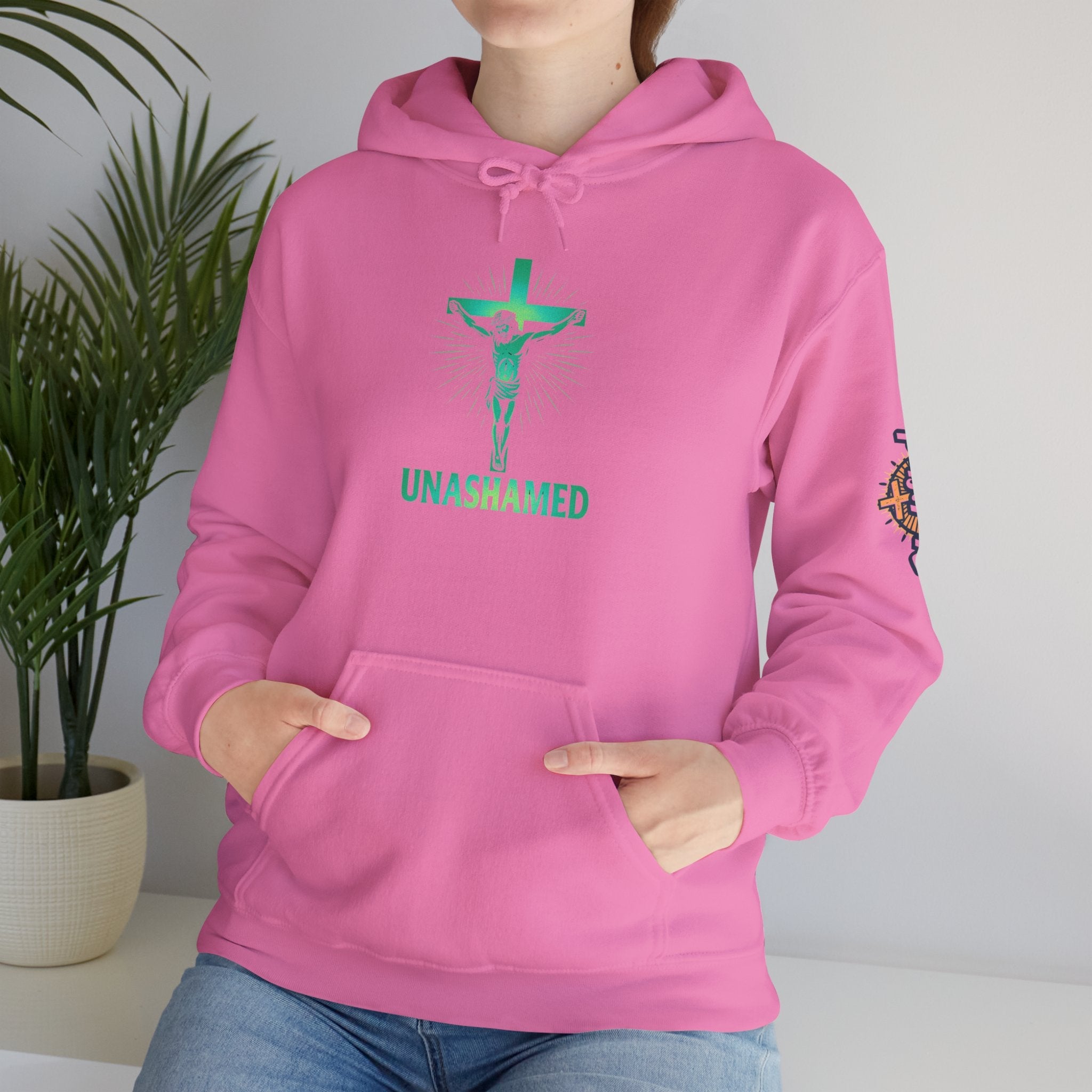Unashamed Hoodie – Romans 1:16 Crucifixion Christian Hoodie for Bold Unwavering Faith Printify