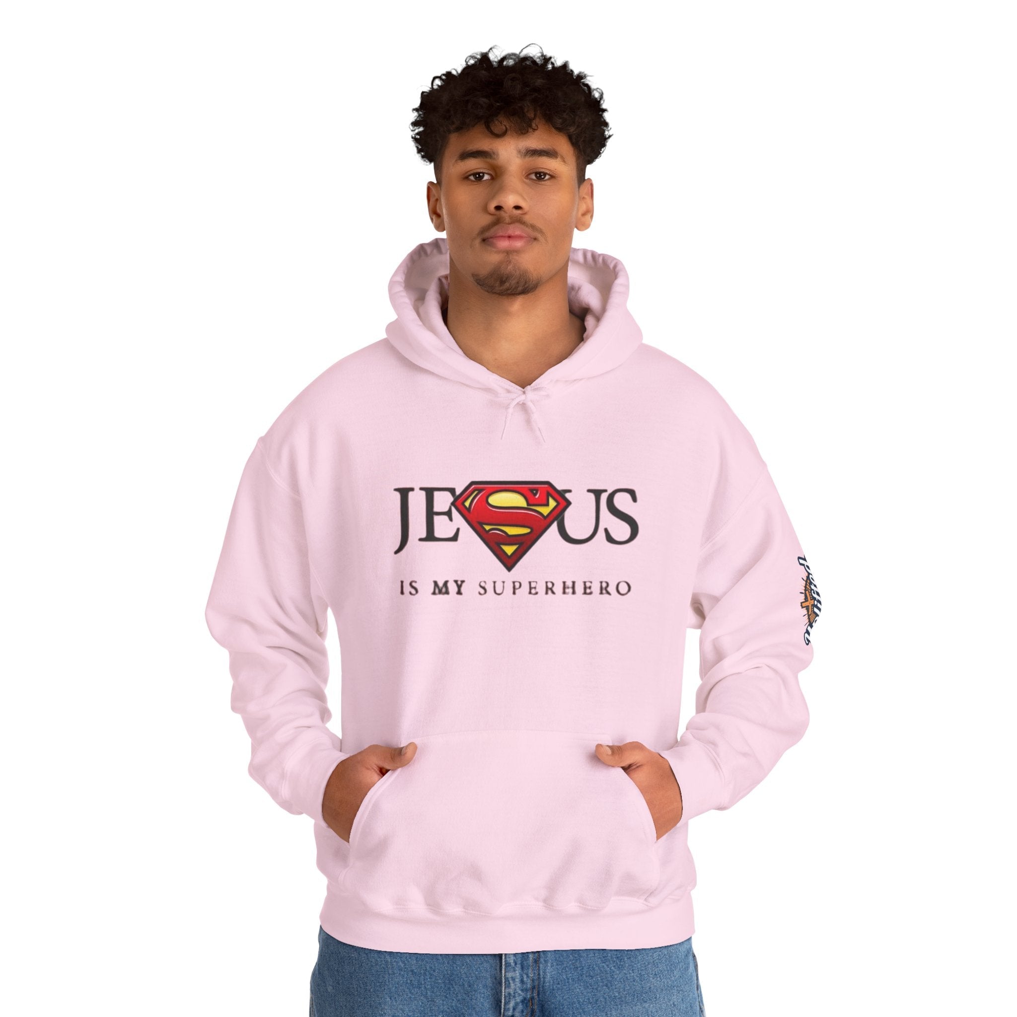 Jesus Is My Superhero Hoodie — Christian Faith Graphic Pullover Printify