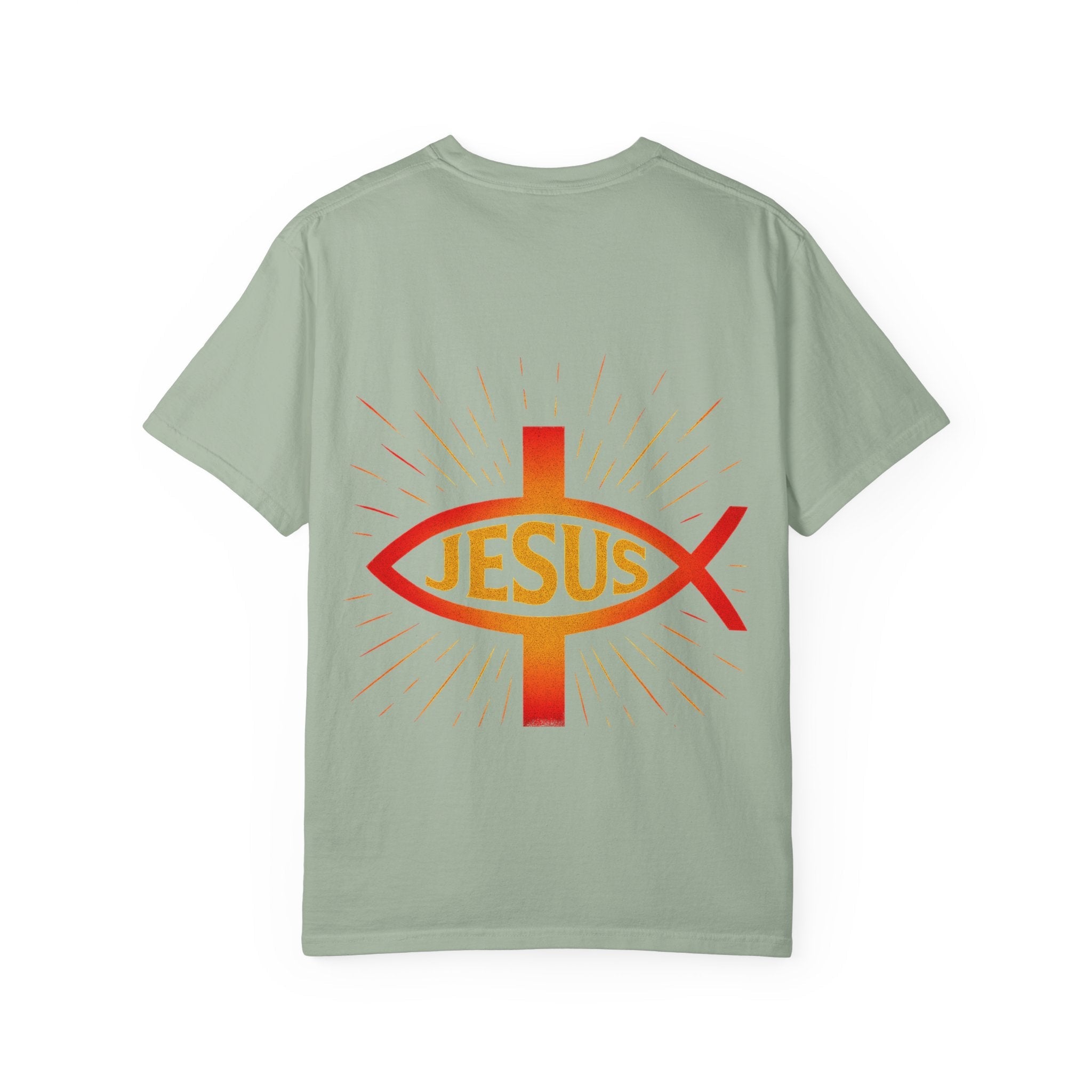 Jesus Ichthys T-shirt – Christian Fish Symbol with Cross & Jesus Inscription T-shirt for Eternal Faith & Streetwear Printify