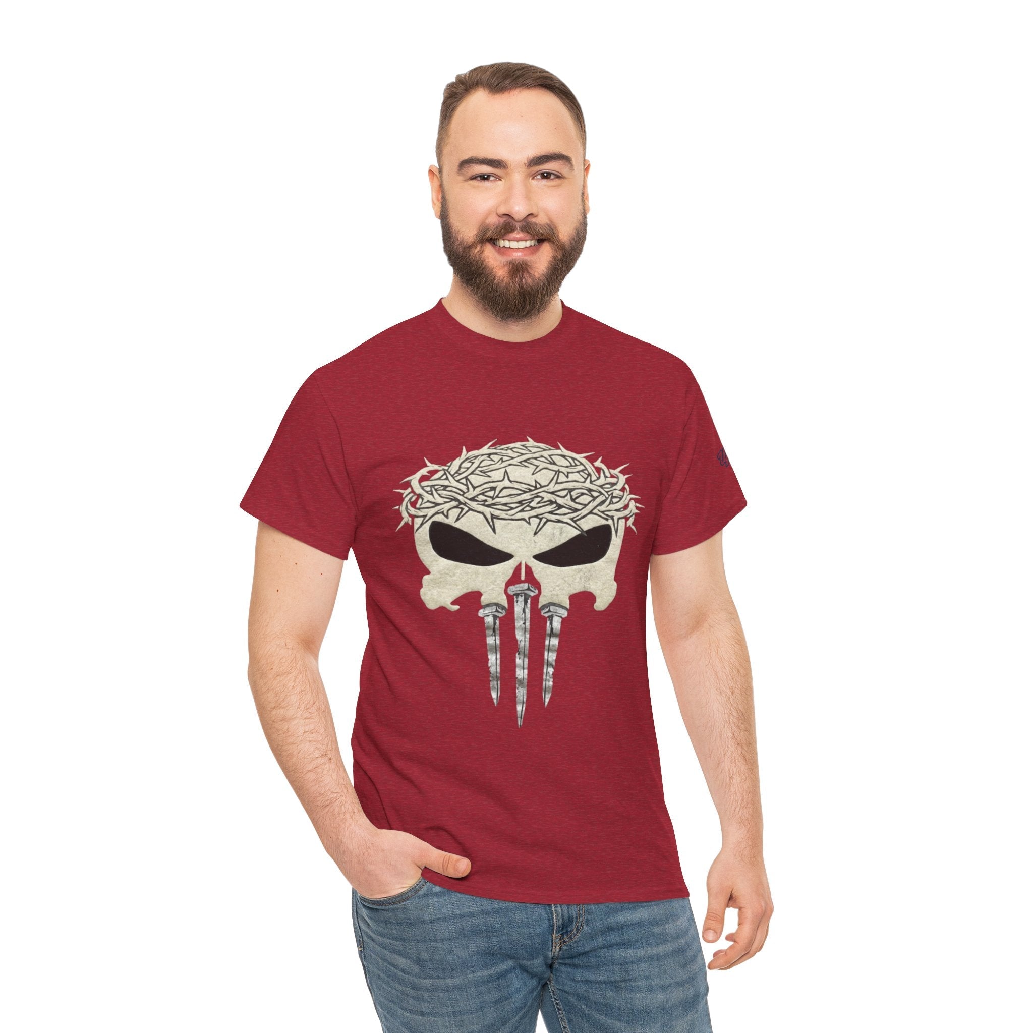 Christian Skull T-shirt - Crown of Thorns & Nails - Warrior Faith T-shirt Printify