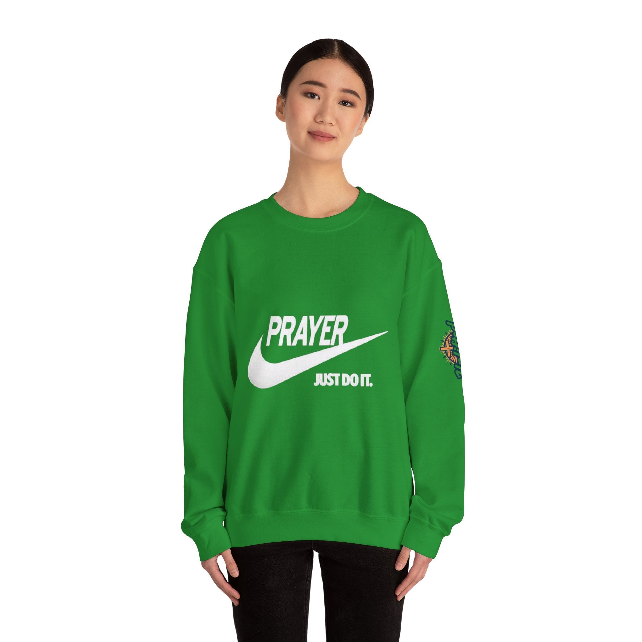 Prayer Just Do It Sweatshirt - Funny Christian Nike Parody Sweatshirt - Faith Gear Printify