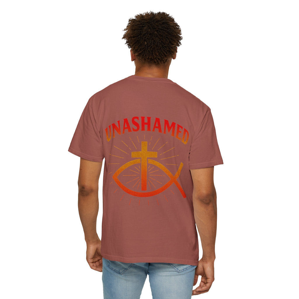 Unashamed T-shirt – Ichthys Jesus Fish & Cross Christian Sweatshirt for Romans 1:16 Bold Faith Printify