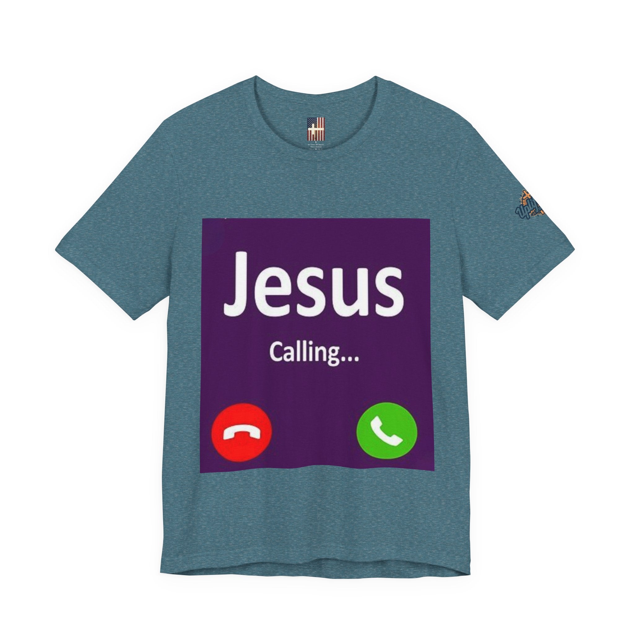 Jesus Calling T-shirt – Funny Cell Phone Screen Christian T-shirt for Divine Connection & Faith Humor Printify