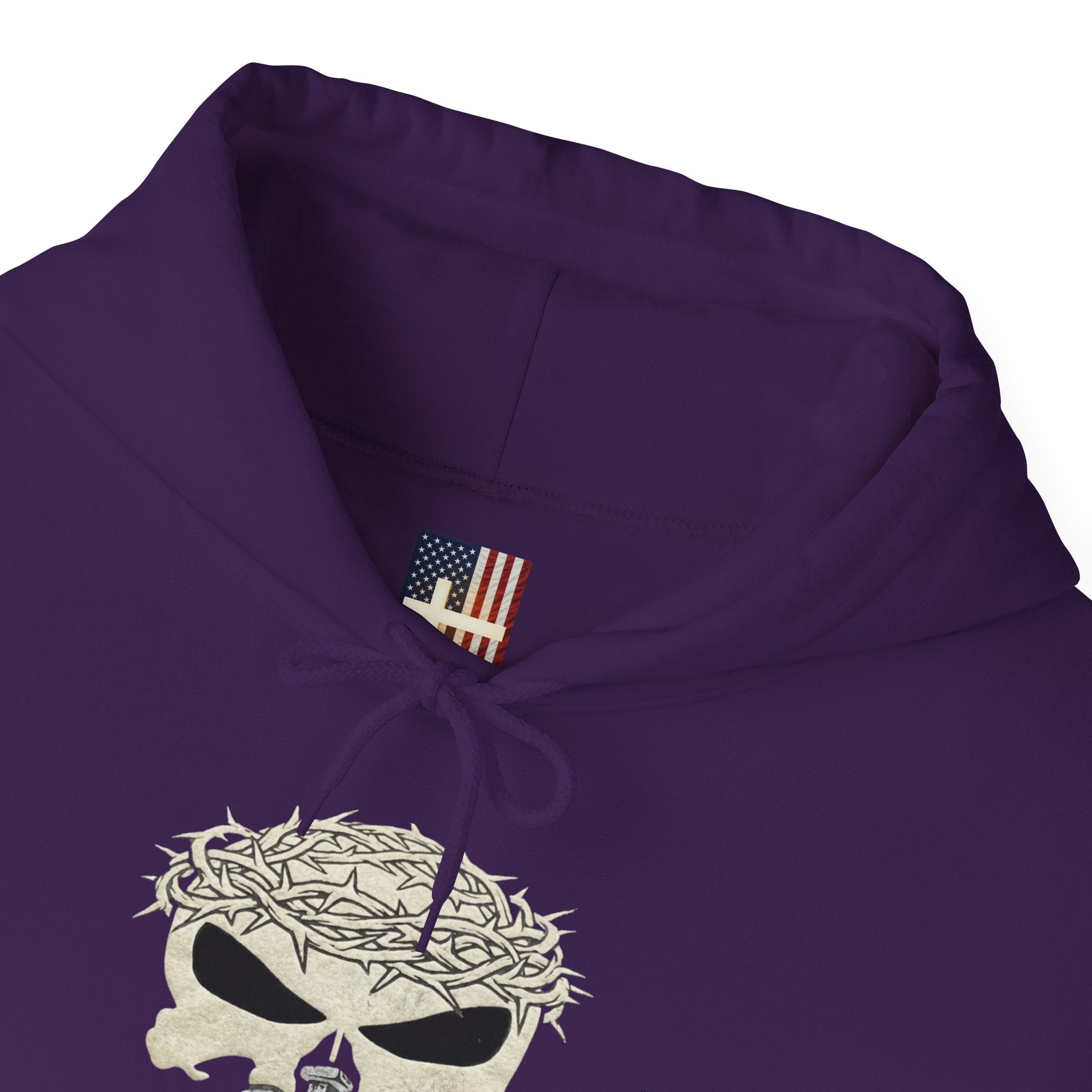 Christian Skull Hoodie - Crown of Thorns & Nails - Warrior Faith Hoodie Printify